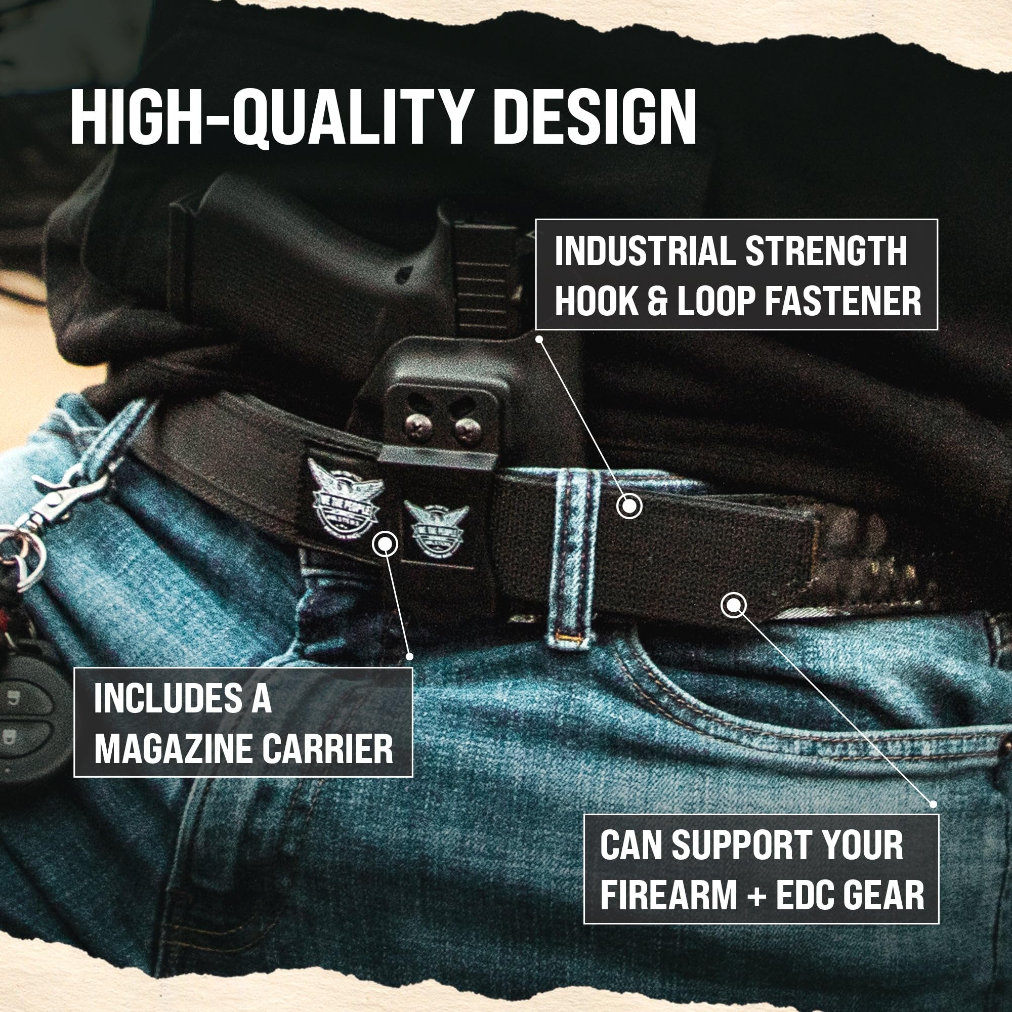 We The People Holsters - Falcon Buckleless Tactical Gun Belt for Concealed Carry - Durable CCW Belt for Men & Women - Perfect for Everyday Wear, Range Training & Outdoor Activities