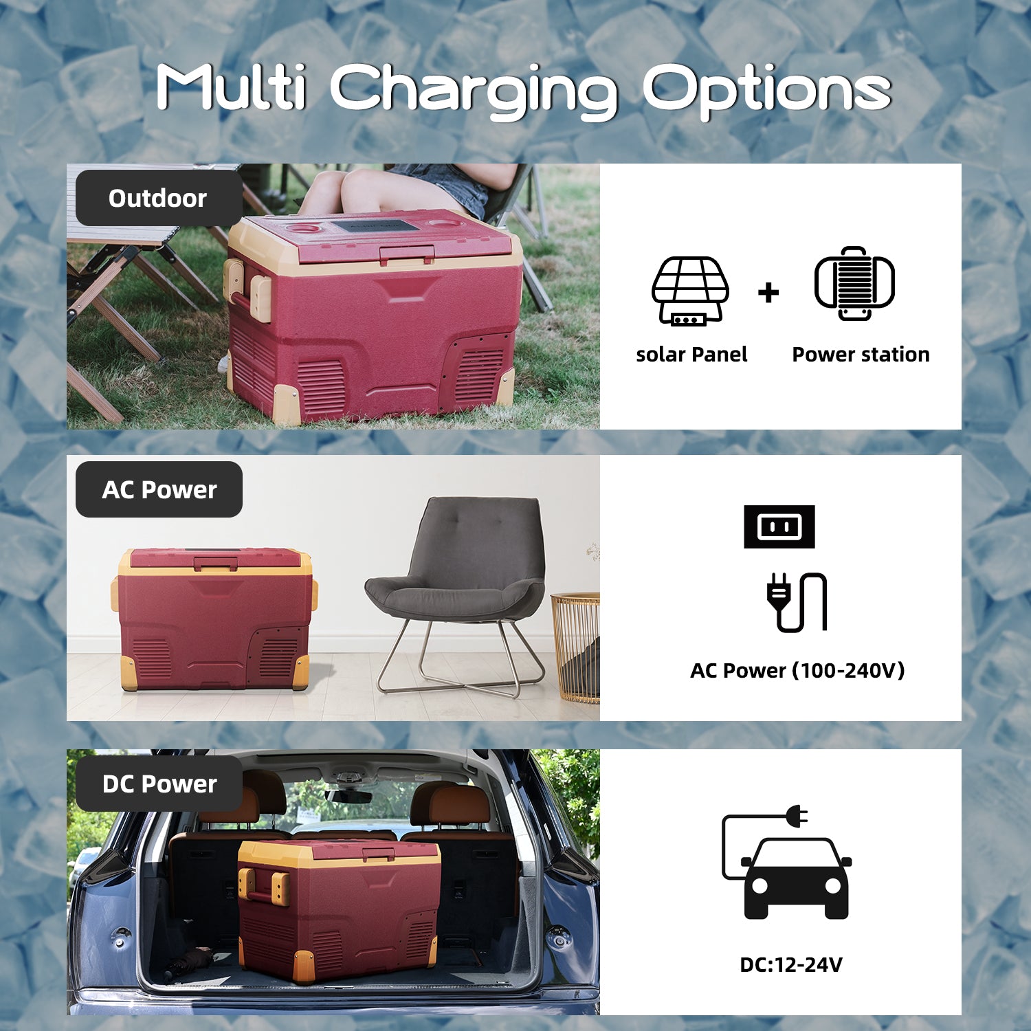 Alpicool IR42 Red 12V Portable Car Refrigerator - 42 Quart Compact Freezer for Road Trips, Camping & Outdoor Adventures