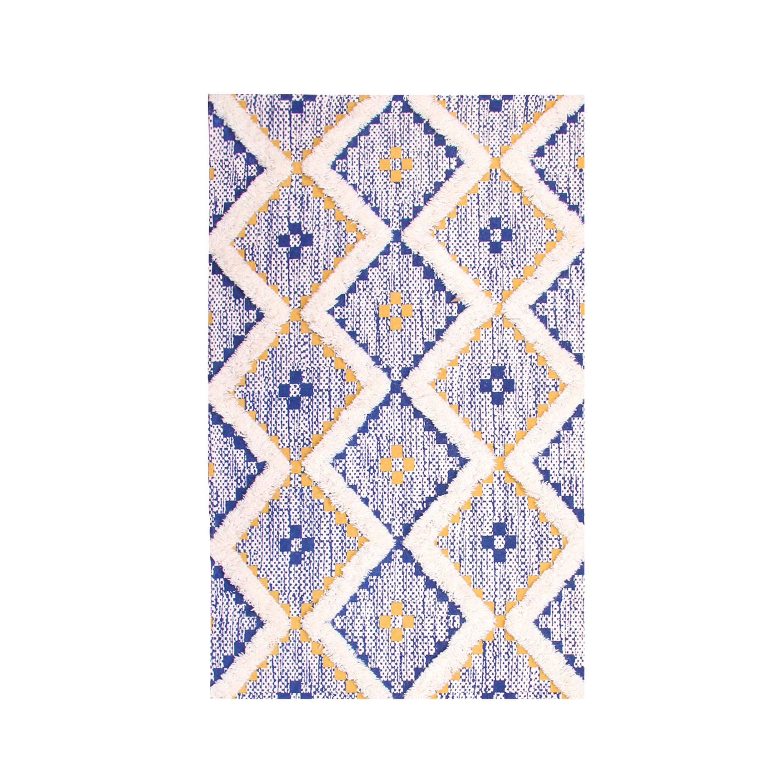 Hand Tufted Cotton Wool Geometric Farmhouse Area Rug - Soft Textured Boho Chic Rug for Living Room, Bedroom, Dining Room Decor