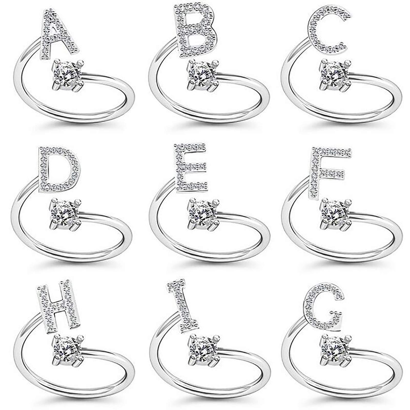 A-Z Alphabet Ring for Women - Silver/Gold Stackable Initial Band | Couple Gift, Everyday Wear