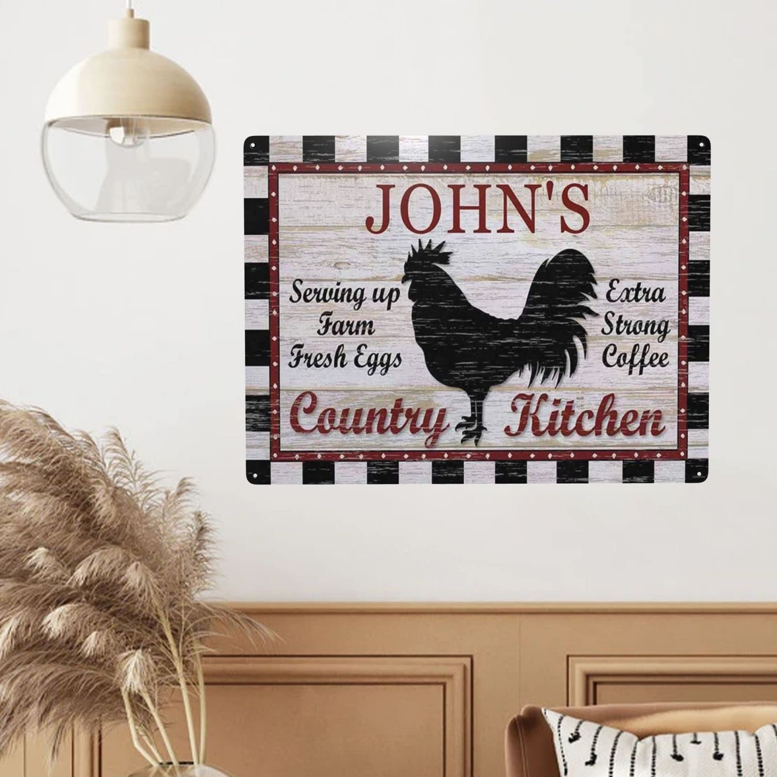 Custom Farmhouse Chicken Coop Sign - Personalized 8x12 Inch Metal/Wood Kitchen Wall Decoration, Perfect for Country Home, Kitchen Door, or Gift for Chicken Lovers