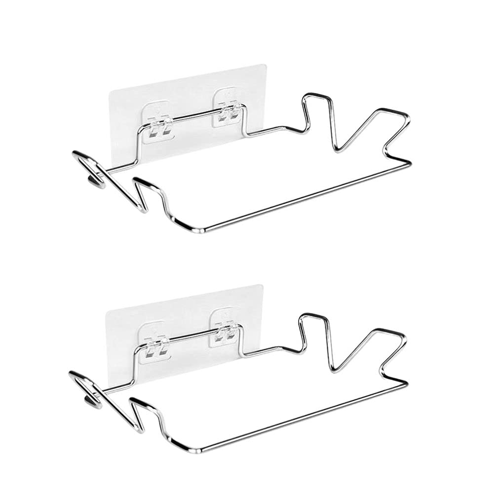 Stainless Steel Hanging Trash Bag Holder - 2 Pack Door Mounted Garbage Bag Organizer Rack for Kitchen, Bathroom, Pantry | Space Saving Storage Solution for Towels, Gloves & Cleaning Supplies