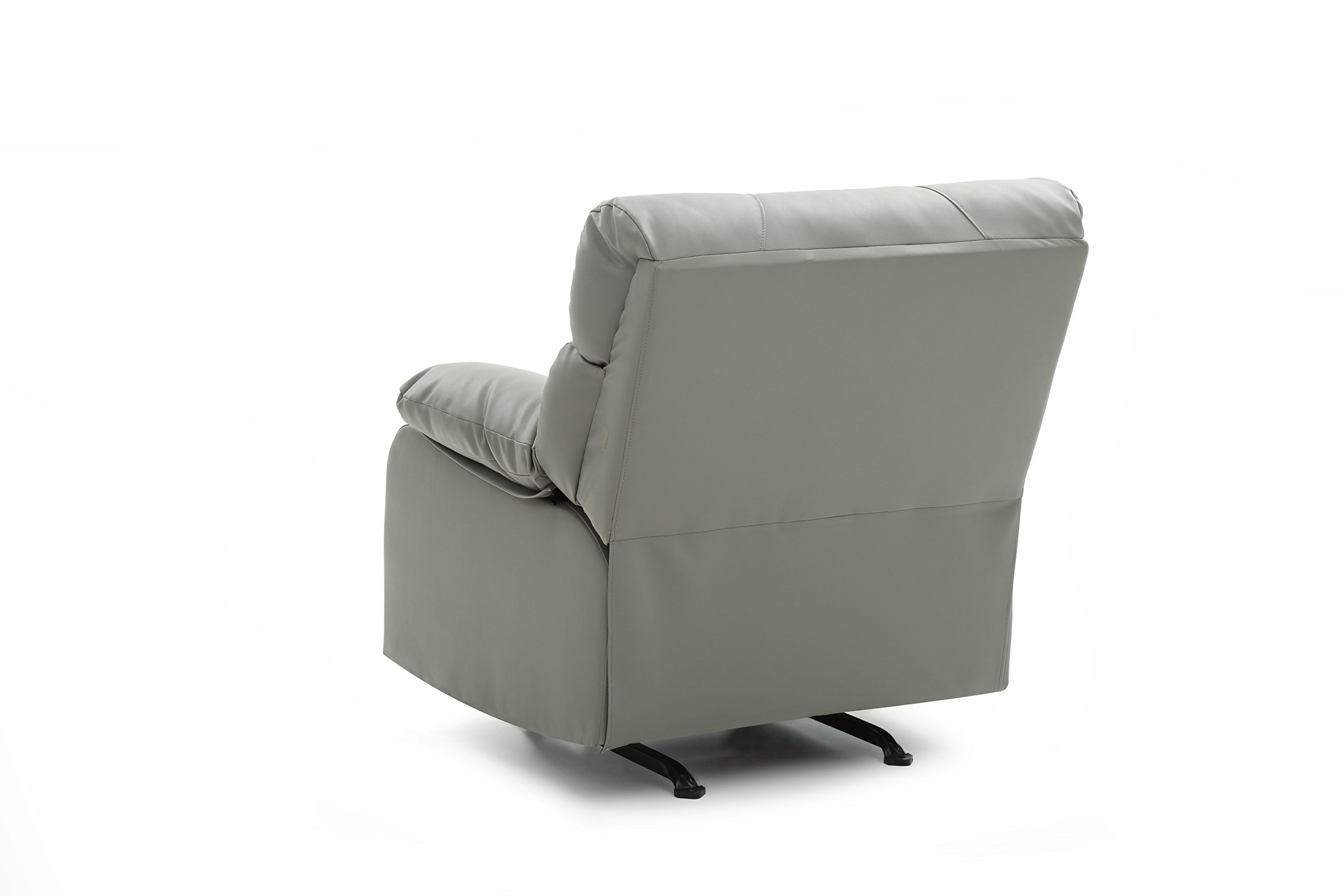 Glory Furniture Gray Faux Leather Rocker Recliner Chair - Comfortable Living Room Seating for Relaxing & Watching TV
