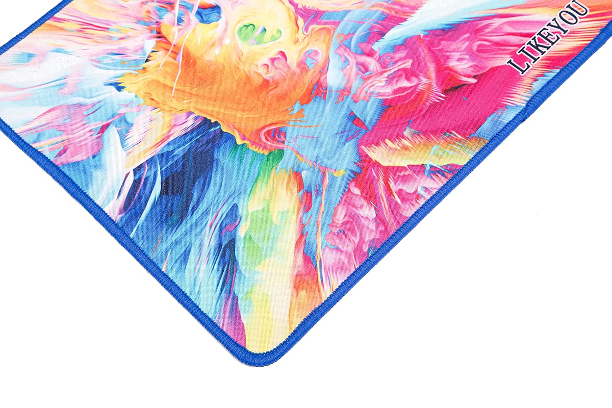 LIKEYOU Gaming Mouse Pad with Non-Slip Rubber Base - Colorful RGB LED Glow for PC Laptop - Perfect for Office Work, Gaming & Home Use