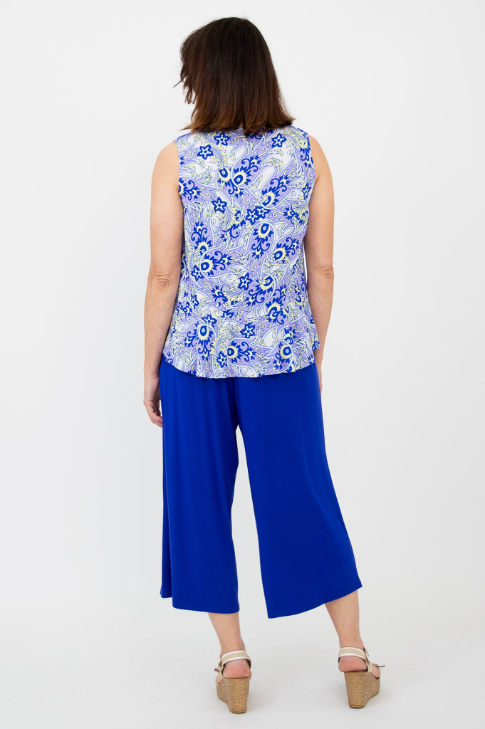 Ginny Tank Top - Dazzle Print Linen Bamboo Blend Women's T-Shirt for Summer Casual Wear & Beach Outfits