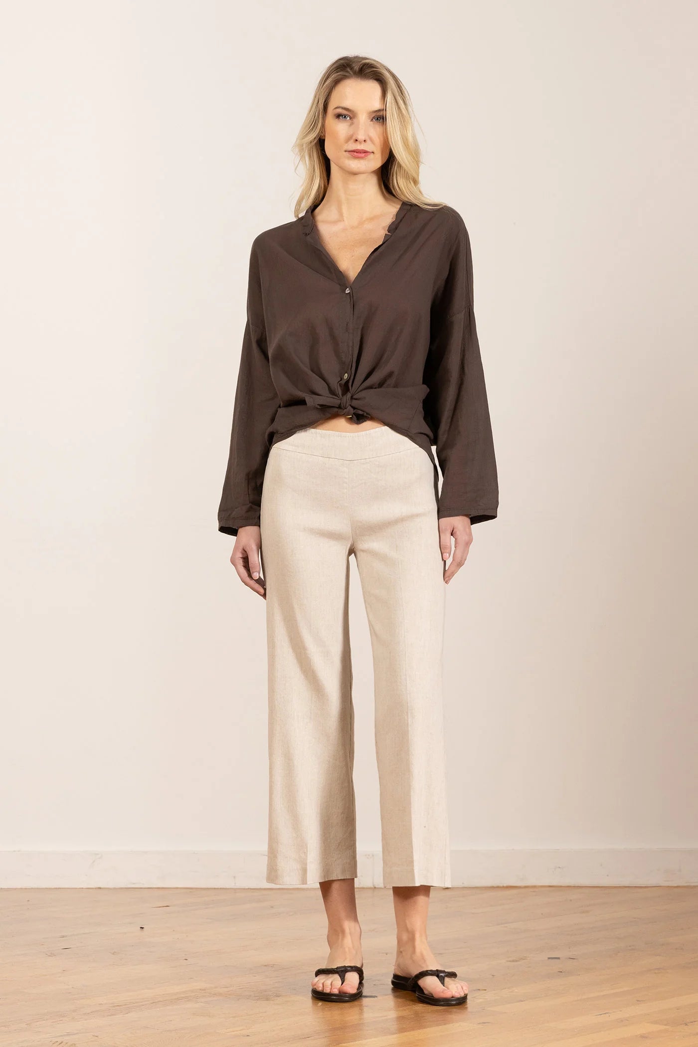 Alex Linen Pants for Women - Soft & Breathable Oatmeal Color Loose Fit Trousers - Perfect for Summer, Beach, and Casual Outings
