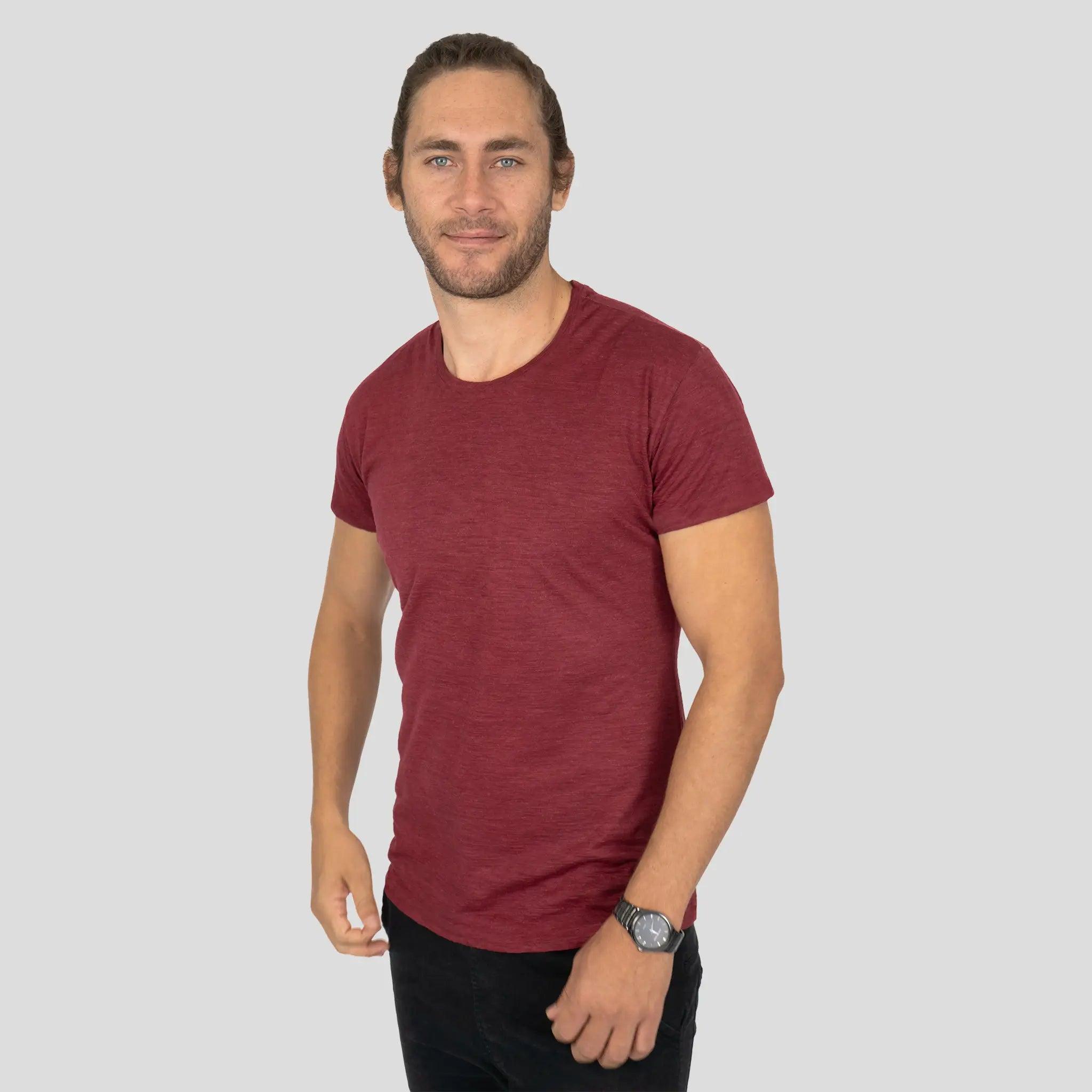 Ultralight Men's Alpaca Wool T-Shirt - 160 GSM Soft Crew Neck Tee for Outdoor Activities & Travel