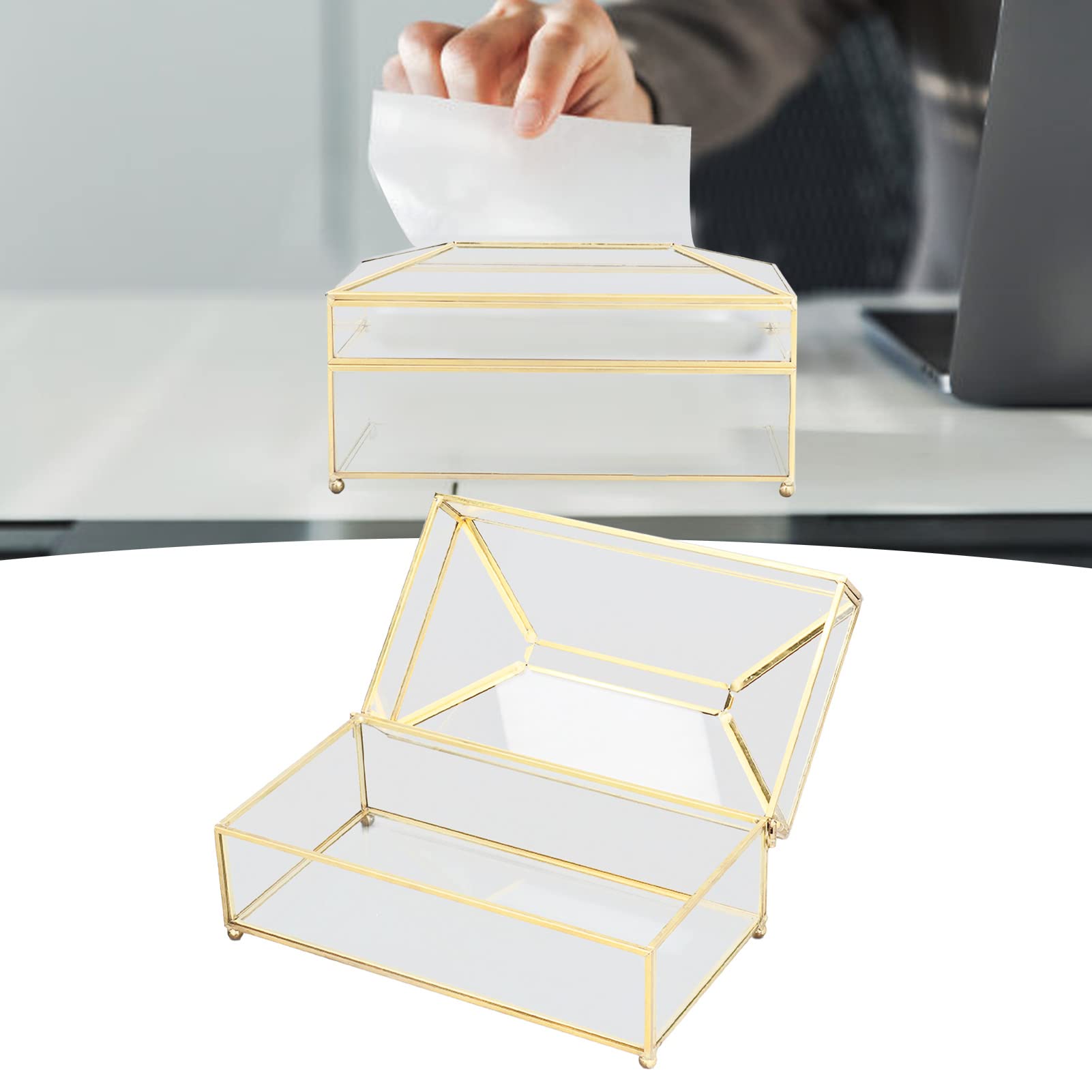 Elegant Clear Glass Tissue Box Holder - Rectangular Decorative Napkin Storage Box for Facial Tissues | Perfect for Living Room, Bedroom & Bathroom Organization