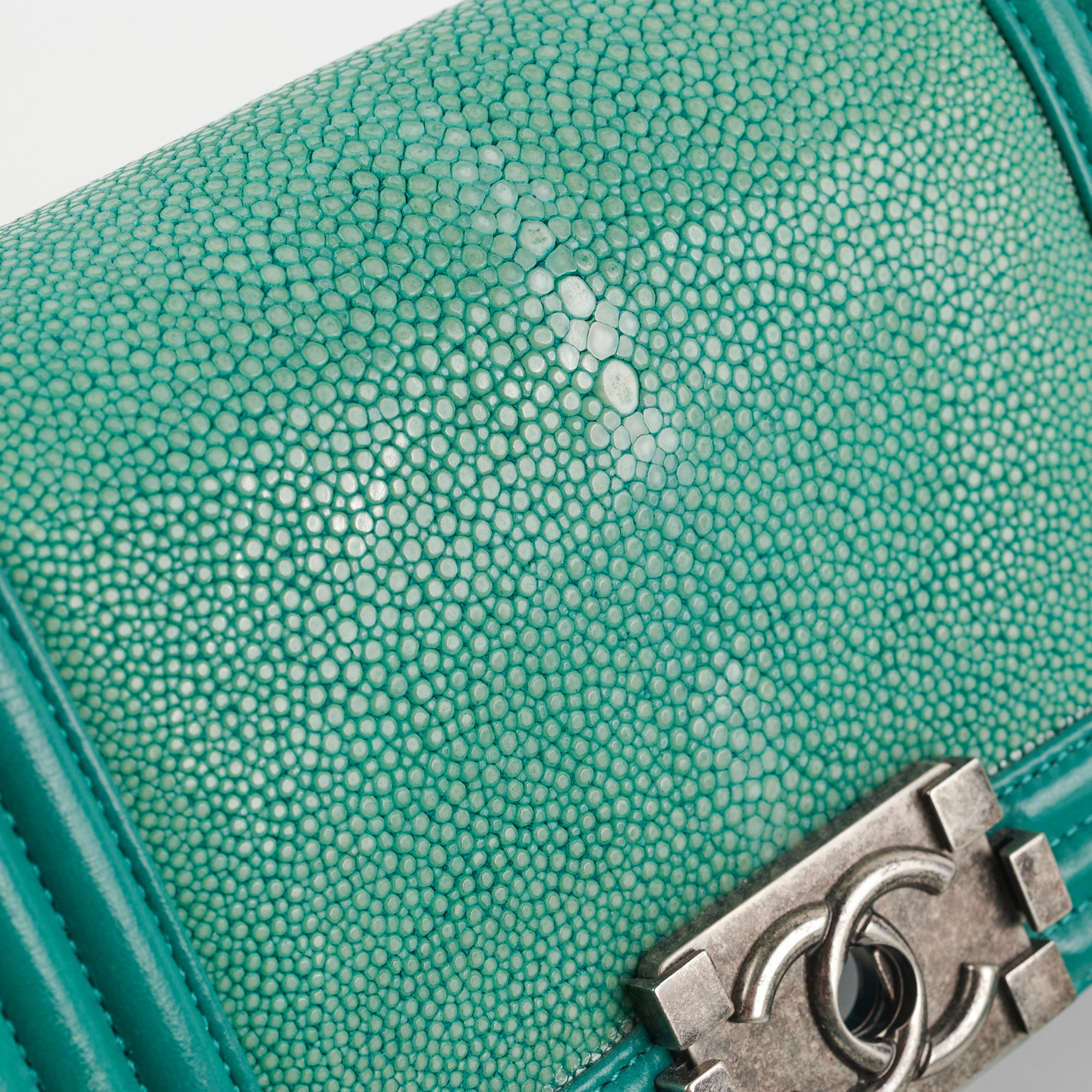 Chanel Small Turquoise Stingray Boy Bag - Luxury Crossbody Handbag for Women | Perfect for Evening Parties, Date Nights & Special Occasions