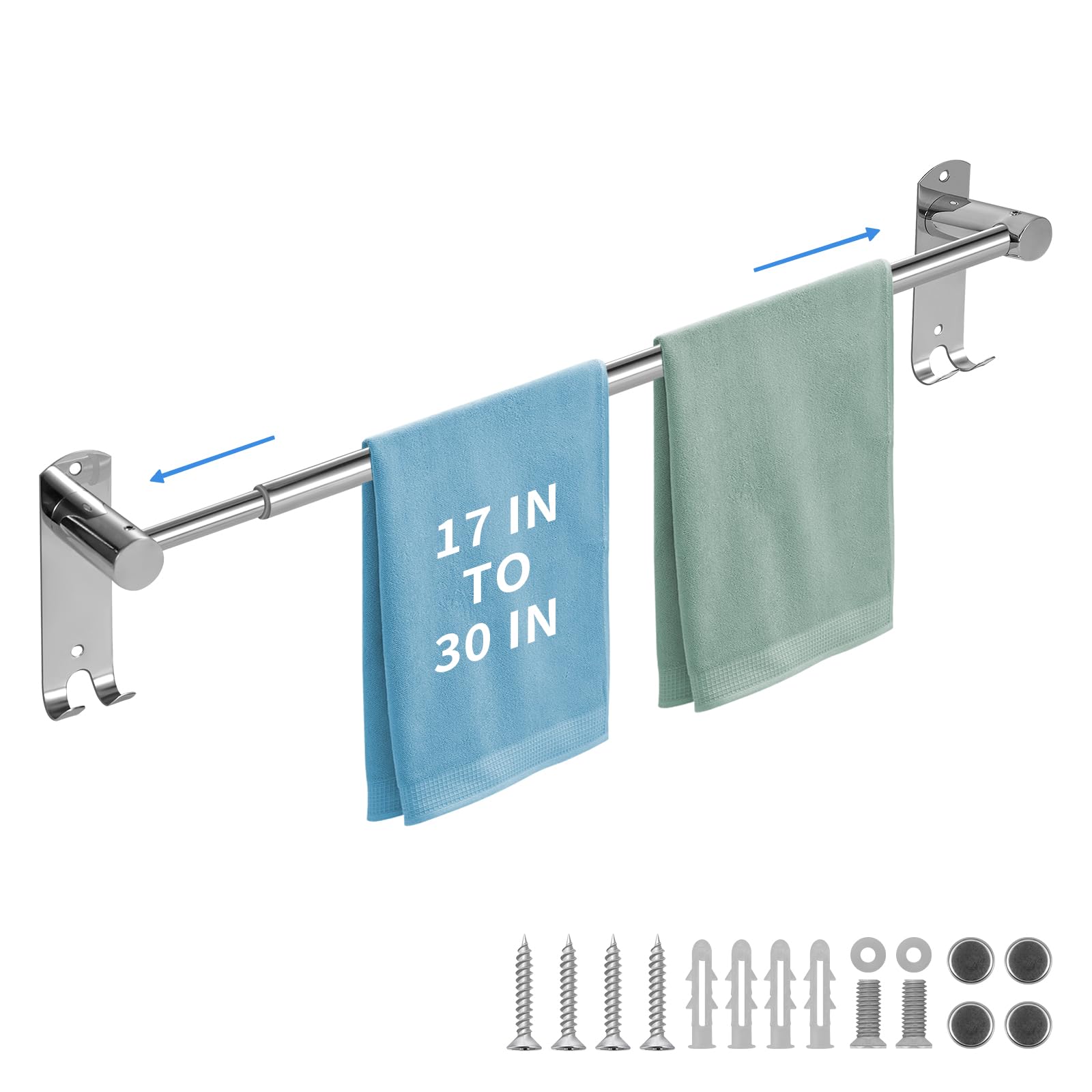28In Adjustable Stainless Steel Bathroom Towel Rack - Wall Mounted Towel Bar Holder for Bath, Shower & Spa - Rustproof & Durable Bathroom Organizer