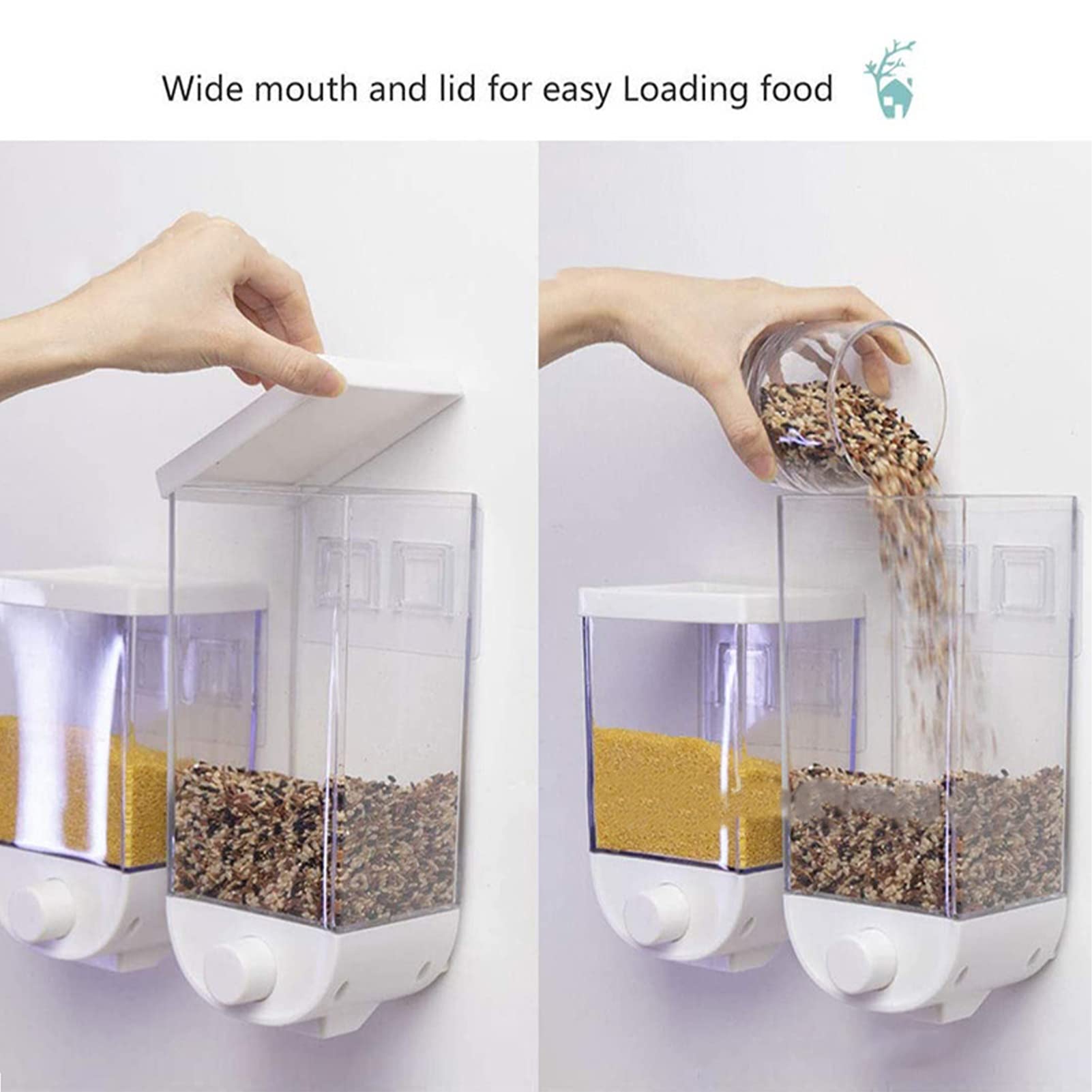 Airtight Food Storage Container - 1.5L Wall Mounted Kitchen Dispenser for Dry Food, Nuts, Candy, Beans, Pet Food | Perfect for Pantry Organization & Easy Access to Snacks