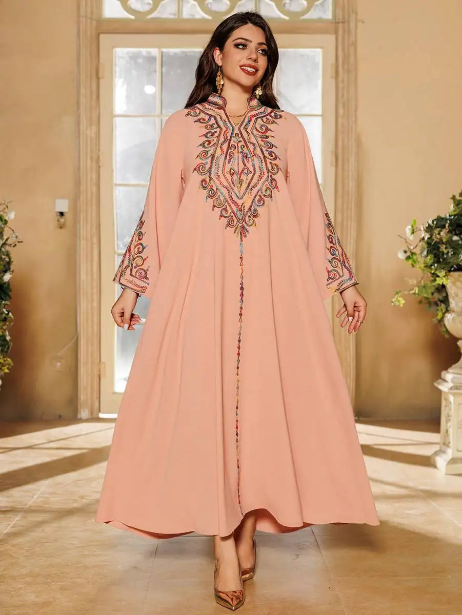 Elegant Eid Embroidery Kaftan Dress for Women - Floral Design #24421 | Perfect for Eid Celebrations, Wedding Guest Outfits & Special Occasions