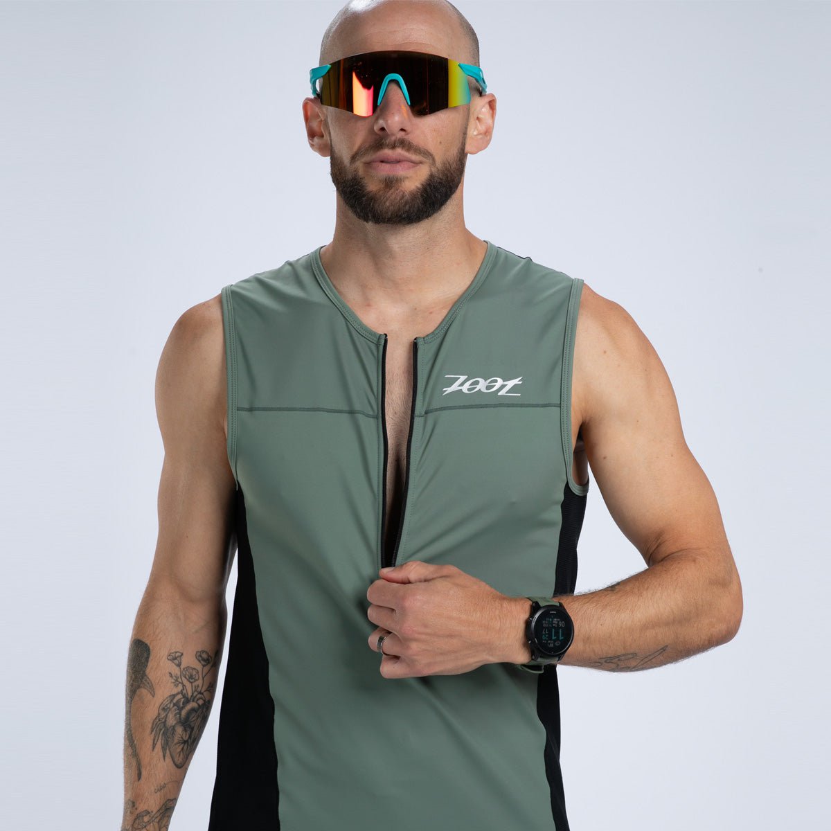 Men's Core Tri Tank - Army Green Workout Shirt for Gym, Running & Training - Breathable & Comfortable Athletic Top