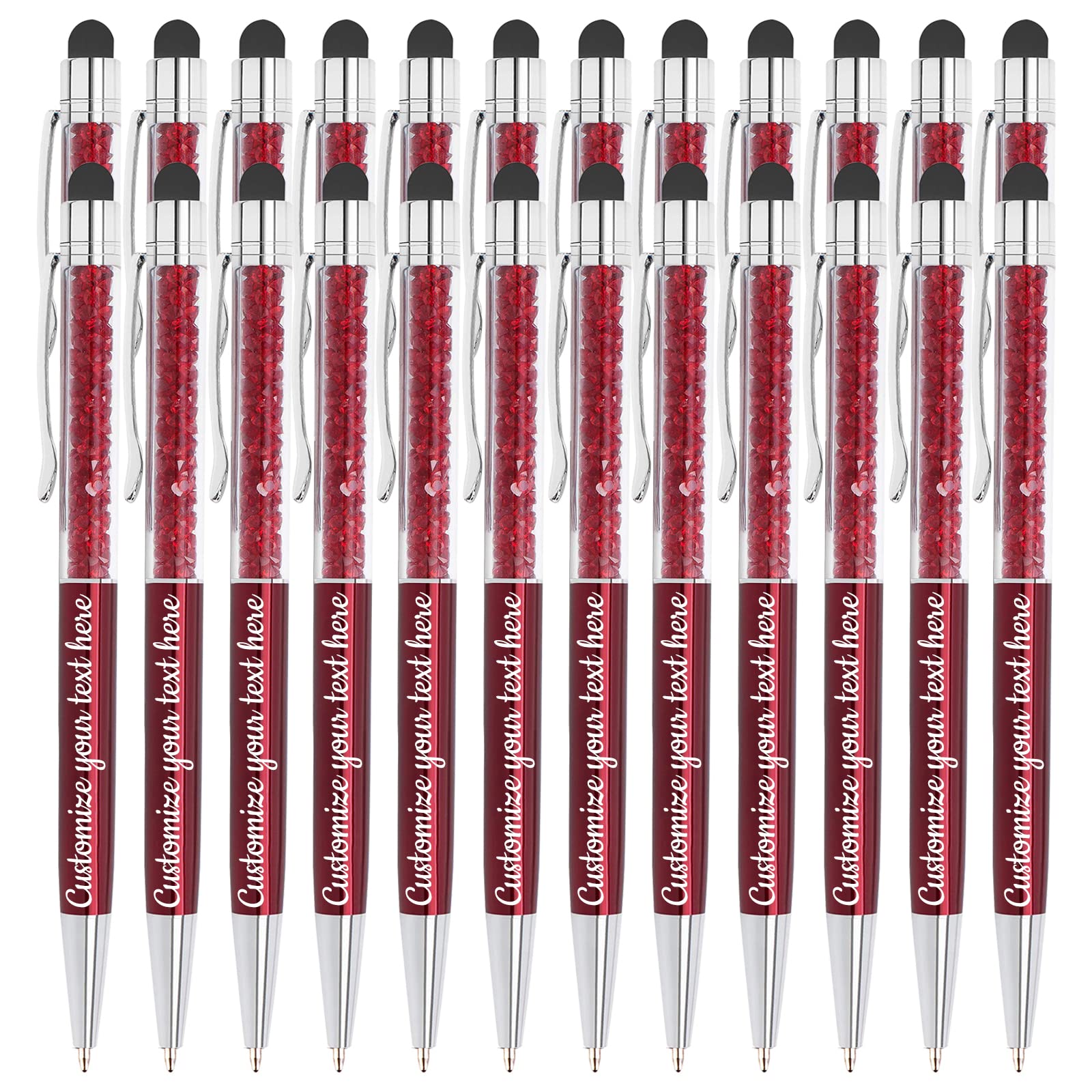 Custom 300-Piece Crystal Ballpoint Stylus Pen Set - Personalized Capacitive Touchscreen Pen for Note Taking, Tablets & Office Use - Engraved with Your Name/Text - Perfect for School, Business Gifts & Digital Writing