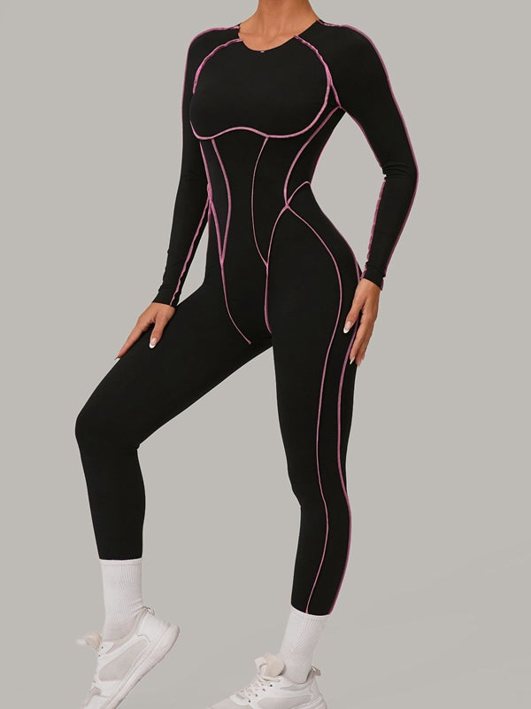 ZASUWA Women's Sexy Backless Contrast Color Stripes Jumpsuit - Perfect for Night Out, Party, and Date Night