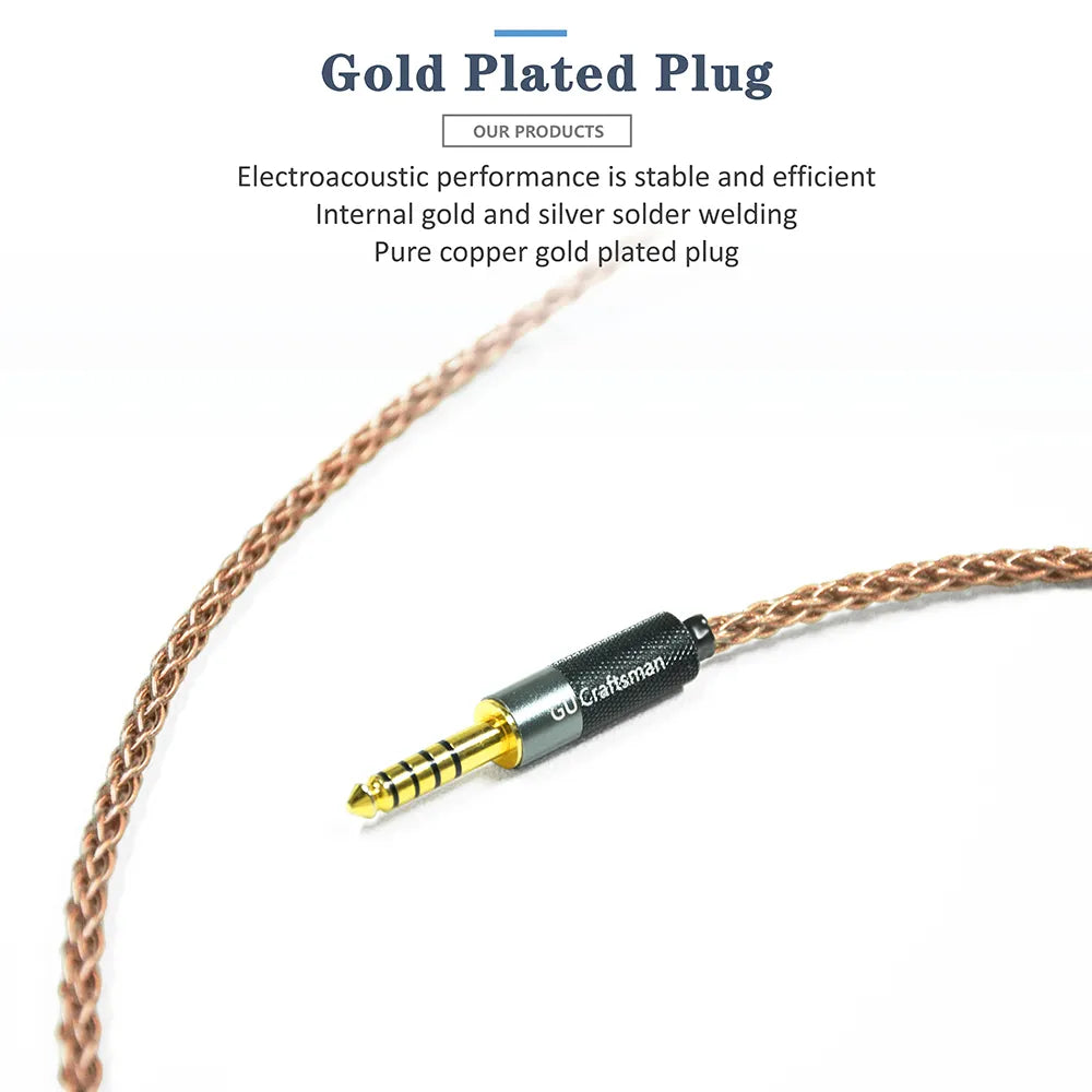 Premium GUCraftsman 6N Single Crystal Copper Headphone Cable for Sennheiser HD700 - High-Fidelity Audio Upgrade for Audiophiles & Studio Professionals