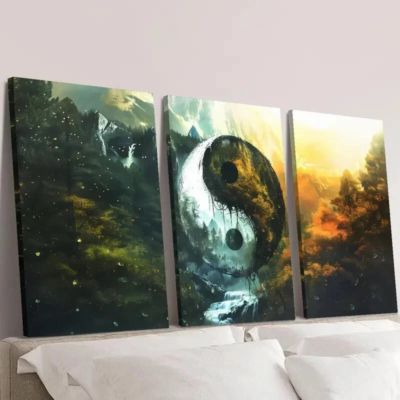 3-Piece Natural Landscape Painting Wall Art Set - Framed Canvas 40x60cm (16x24in) - High Quality Print - 100% Australian Made - Ready to Hang - Perfect for Living Room, Bedroom & Office Decor