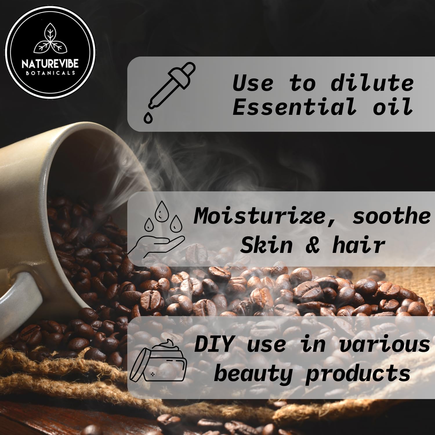 Naturevibe Botanicals Organic Coffee Bean Oil & Moringa Seed Oil Combo - 32oz Each | Cold Pressed, Unrefined for Hair Growth, Skin Care & Massage | Perfect for Aromatherapy & DIY Beauty Products