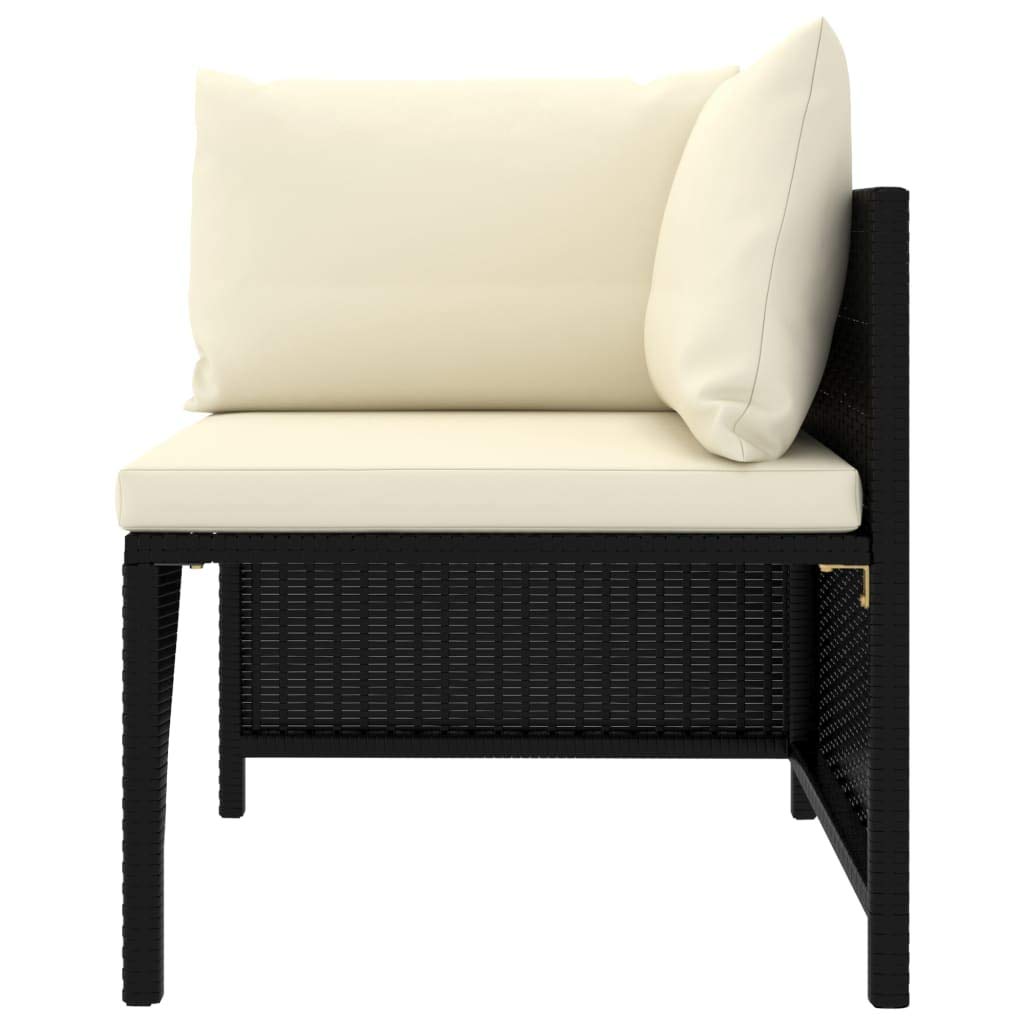 Outdoor Corner Sofa Set with Thick Cushions - Black Poly Rattan Patio Furniture for Garden, Backyard, Porch | Perfect for Relaxing & Entertaining Outdoors