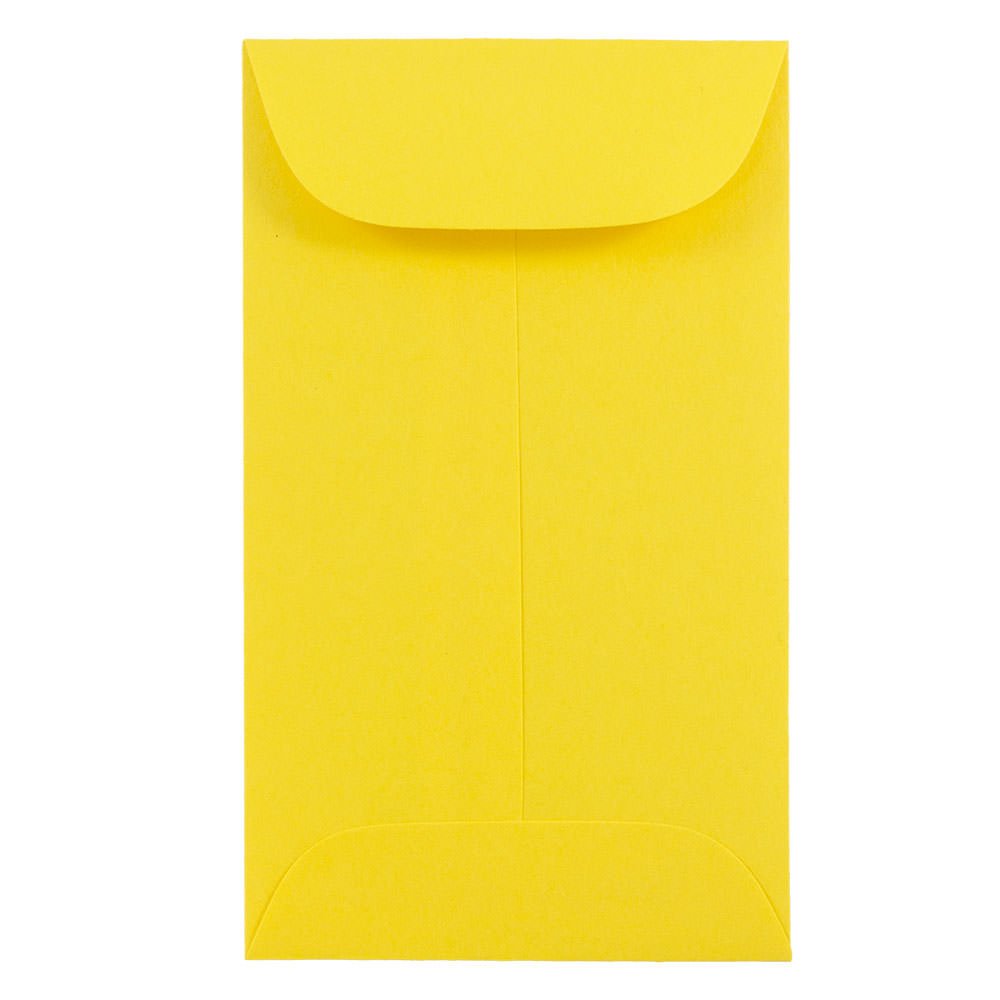 JAM PAPER #5.5 Coin Colored Business Envelopes - 3 1/8 x 5 1/2 Inches - Yellow Recycled Paper - Bulk Pack of 500 Envelopes per Box - Perfect for Mailing Invitations, Greeting Cards & Business Correspondence