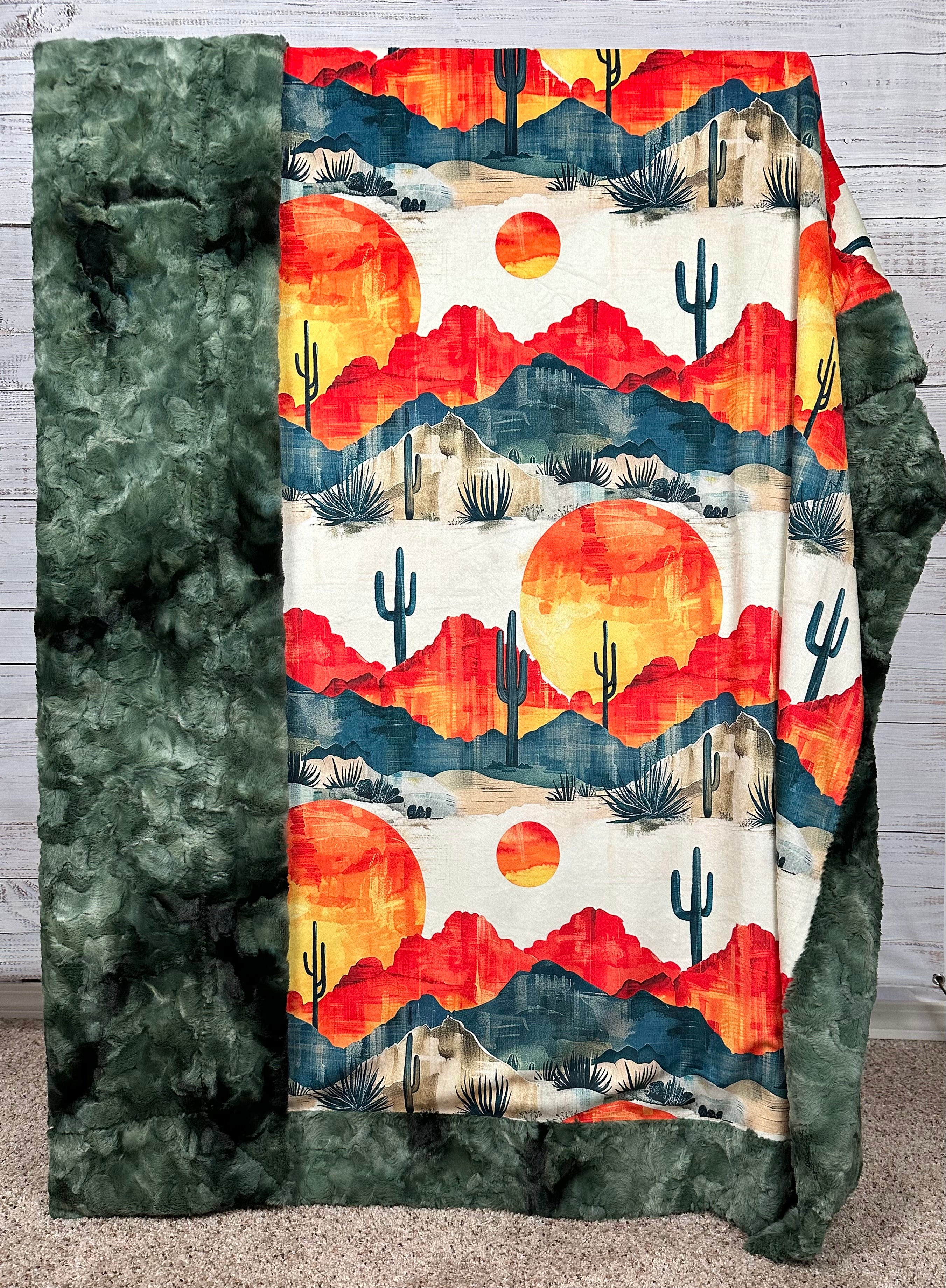 Arizona Landscape Camo Print Luxe Large 55x79 Minky Blanket - Soft & Cozy for Bedroom, Living Room, or Outdoor Adventures