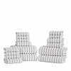 Organic Cotton Wave Plush Striped 16-Piece Bath Towel Set - Soft & Absorbent for Spa, Beach & Luxury Home Use