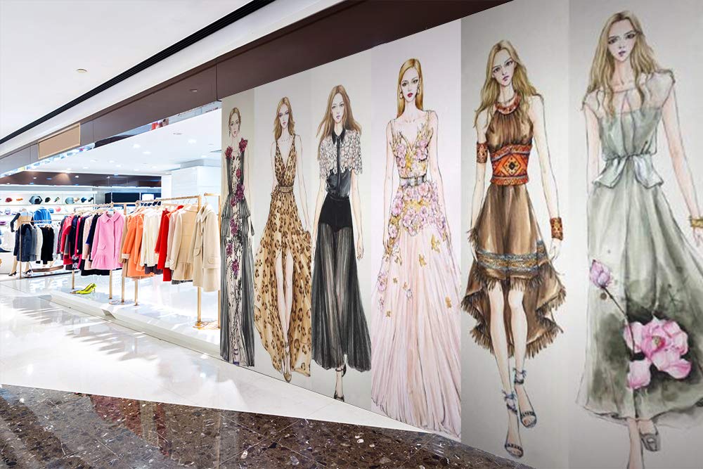 3D Evening Dress Wallpaper - Self-Adhesive Vinyl Wall Mural (164