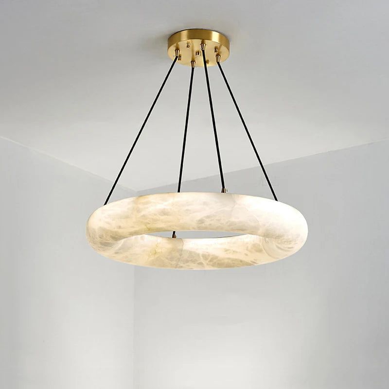 Spanish Natural Marble Chandelier - Elegant Ceiling Light Fixture for Dining Room, Living Room & Bedroom | Modern Luxury Home Decor Lighting