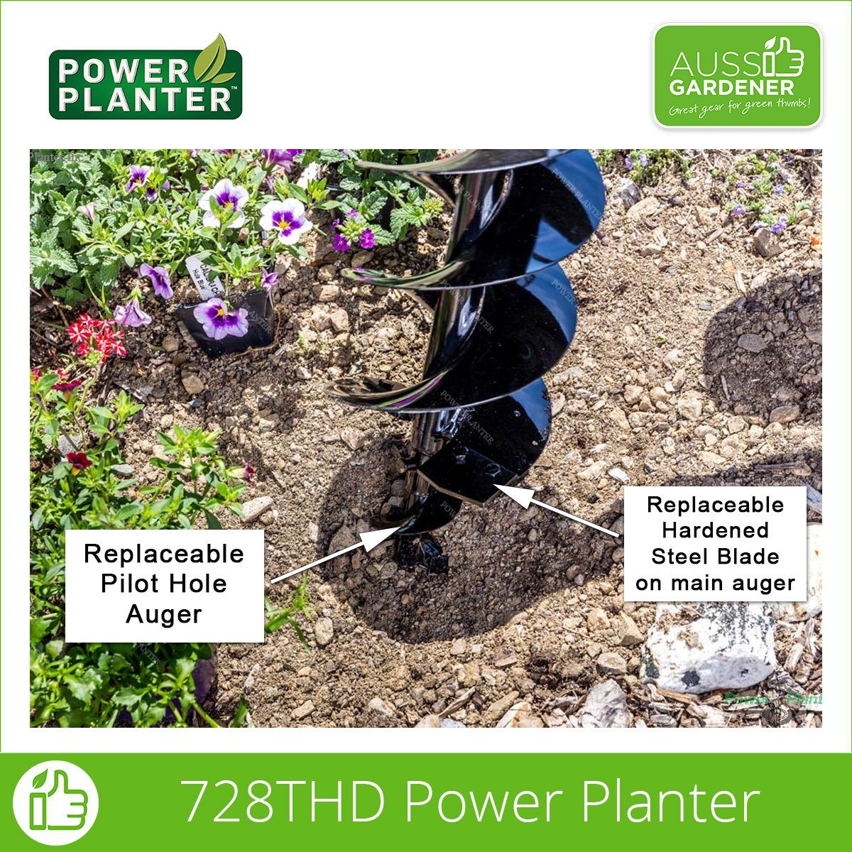 Power Planter 728THD Heavy Duty Auger Drill Bit - Genuine USA Made for Gardening, Landscaping & Planting - Perfect for DIY Projects & Professional Use