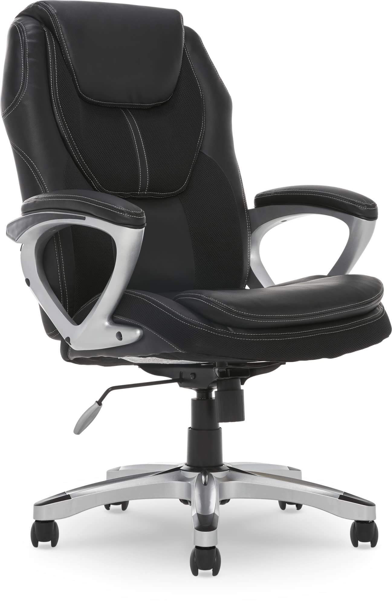 Serta Amplify Executive Office Chair - Adjustable Ergonomic Gaming Chair with Lumbar Support, Padded Arms, Faux Leather & Mesh Back - Black - Perfect for Home Office, Gaming Setup & Workspace Comfort