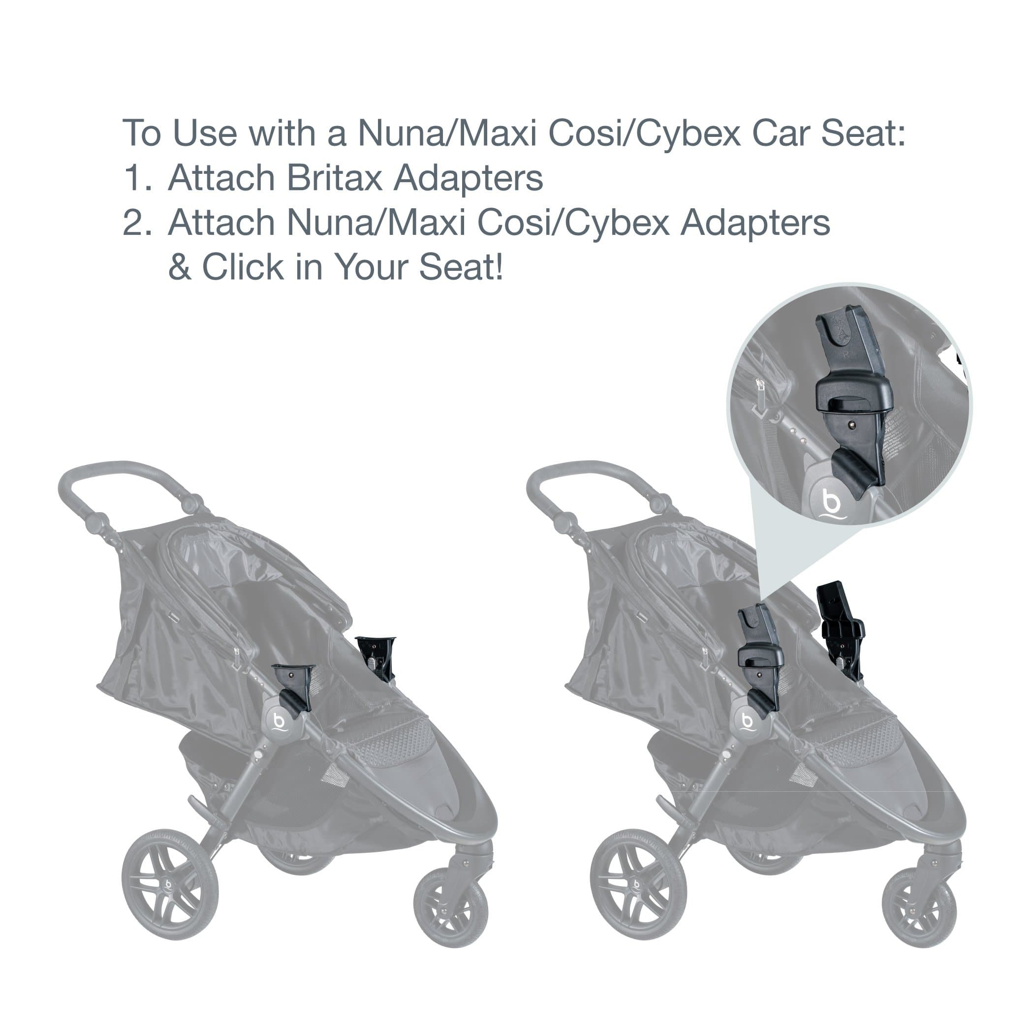Britax Car Seat Adapter for Maxi Cosi, Cybex & Nuna - Universal Stroller Compatibility for Safe Baby Travel