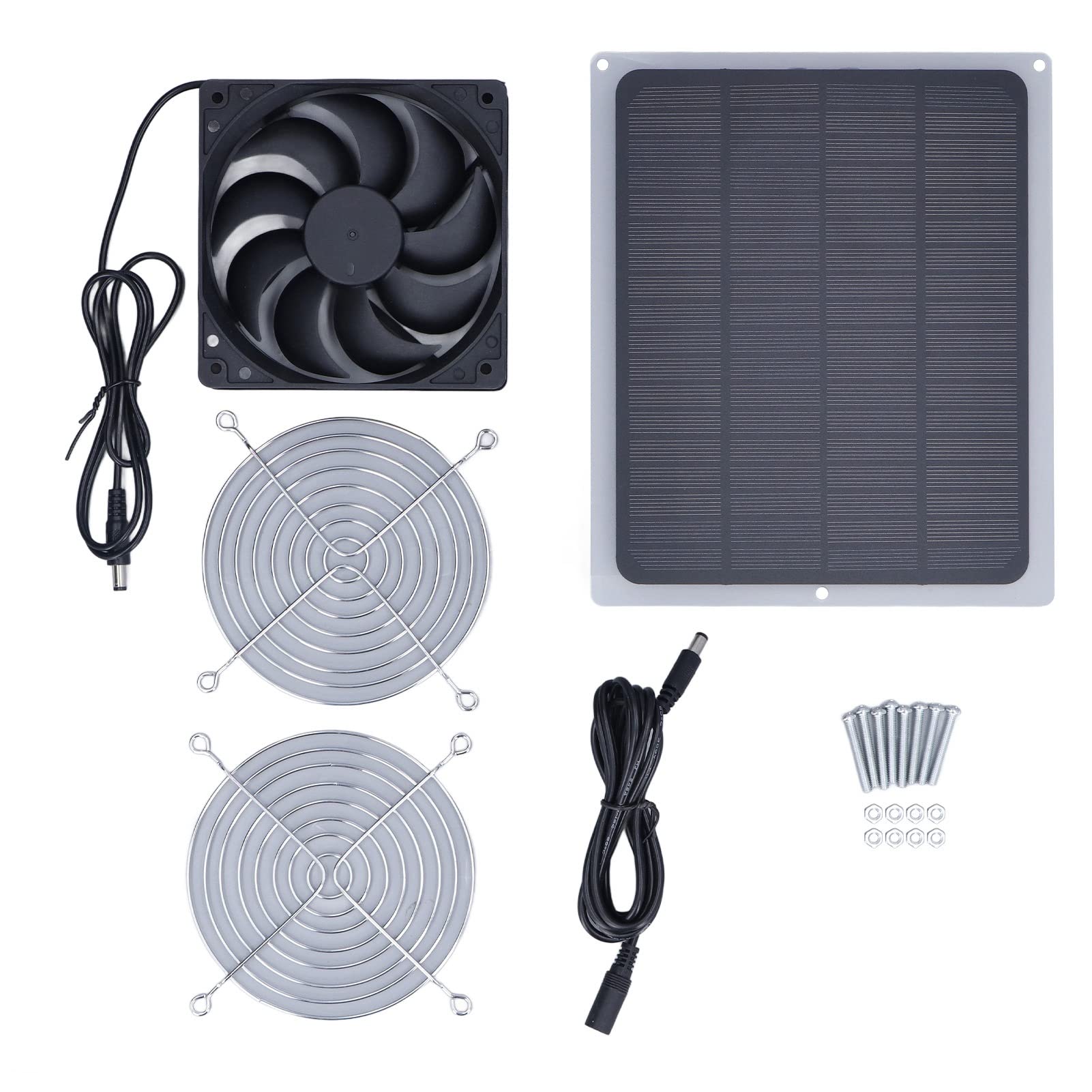 6W Waterproof Solar Fan with Protective Net - Portable Solar Panel Fan for Greenhouse, Chicken Coop, Outdoor Camping & RV Ventilation