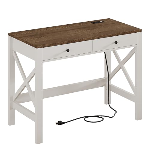Soft White & Brown With Power Outlets