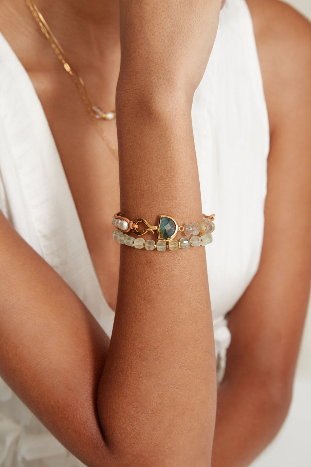 Luna Single Wrap Bracelet - Natural Stone Beaded Wrap Bracelet for Women, Handmade Adjustable Boho Bracelet, Perfect for Everyday Wear, Yoga, Meditation & Gifts
