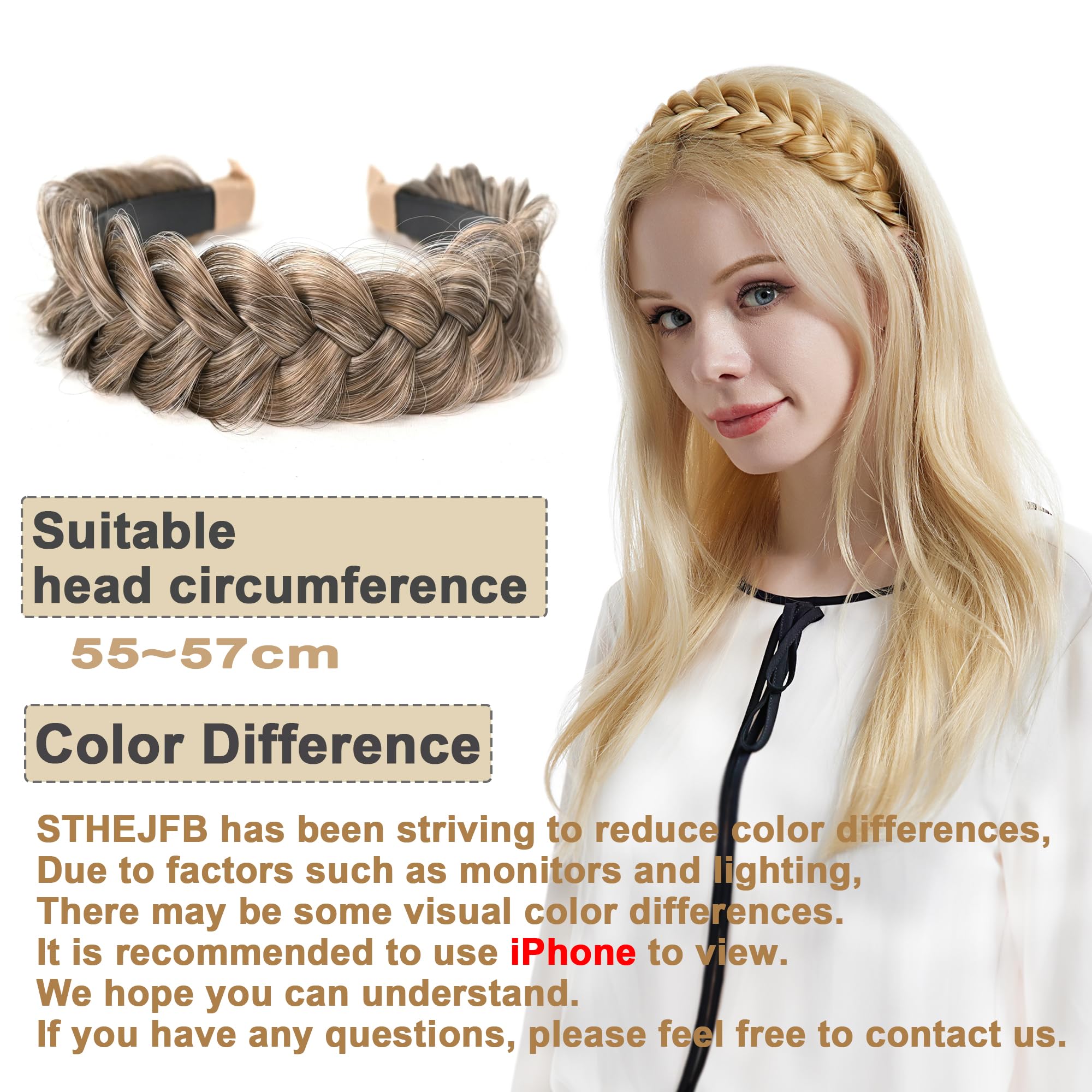Wide Braided Headband Hoop - Fashionable Elastic Non-Slip Hair Accessories for Women & Girls (Creamy Toffee) | Perfect for Workouts, Yoga, and Everyday Style