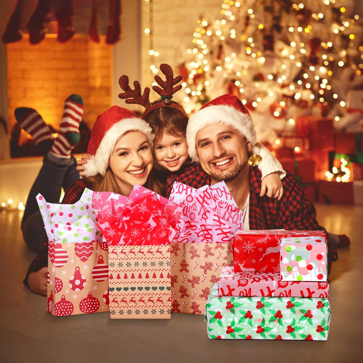 NUOBESTY Reversible Wrapping Paper - 150pcs Christmas Holiday Gift Wrap for Bouquets, Presents & Party Decorations | Perfect for Christmas, Birthdays, Weddings & Special Occasions