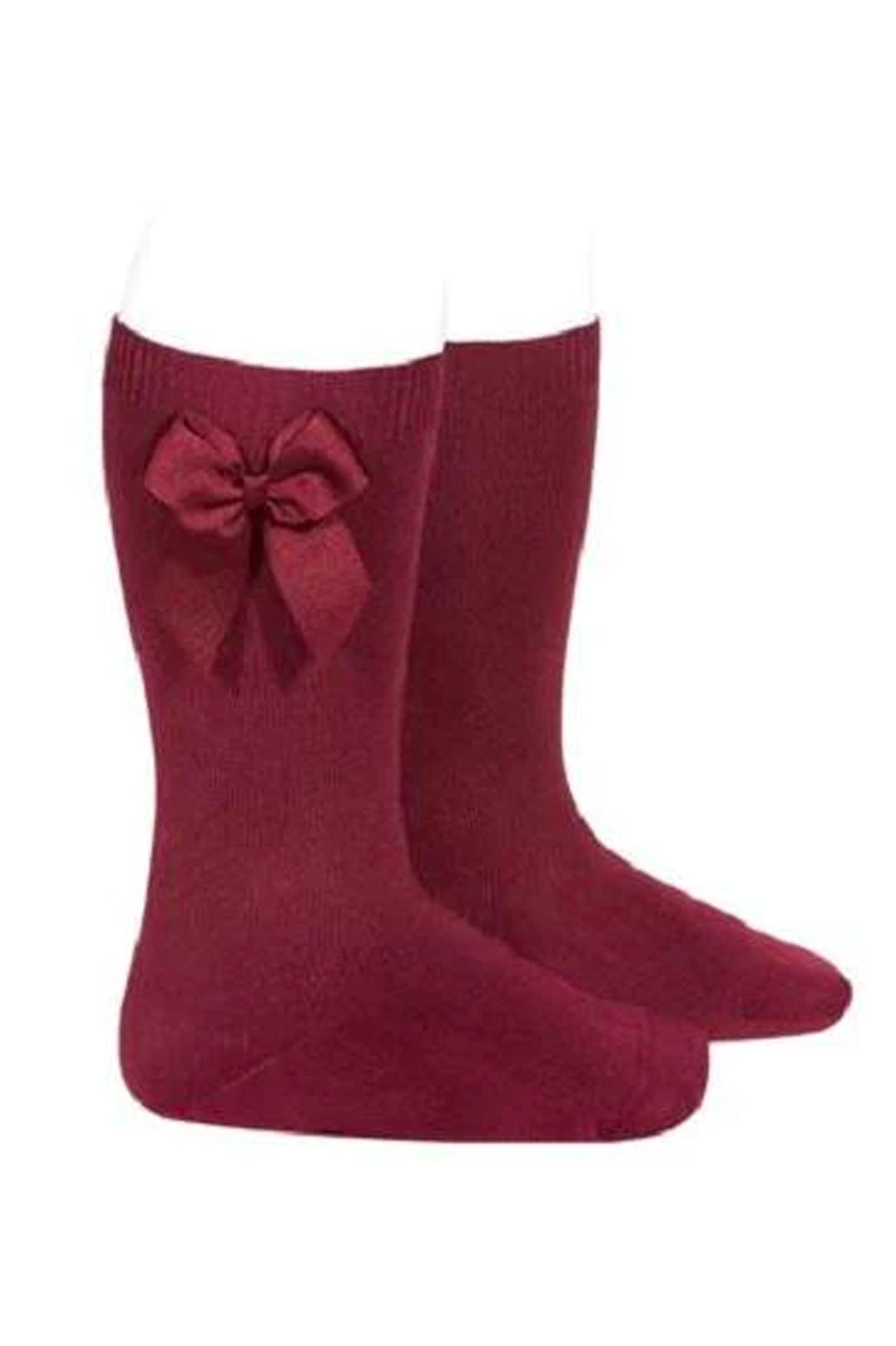 Stylish Garnet Bow Knee High Socks for Women - Fashionable Thigh High Stockings for Cosplay, Winter Outfits & Office Wear