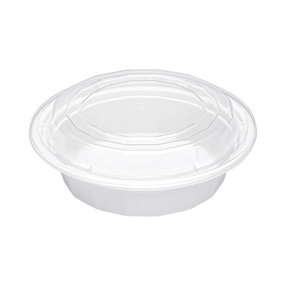 Restaurantware 16oz Microwavable Take Out Containers with Clear BPA-Free Lids - 100-Pack Disposable Round White Food Storage Boxes for Catering, Restaurants & Home Meal Prep