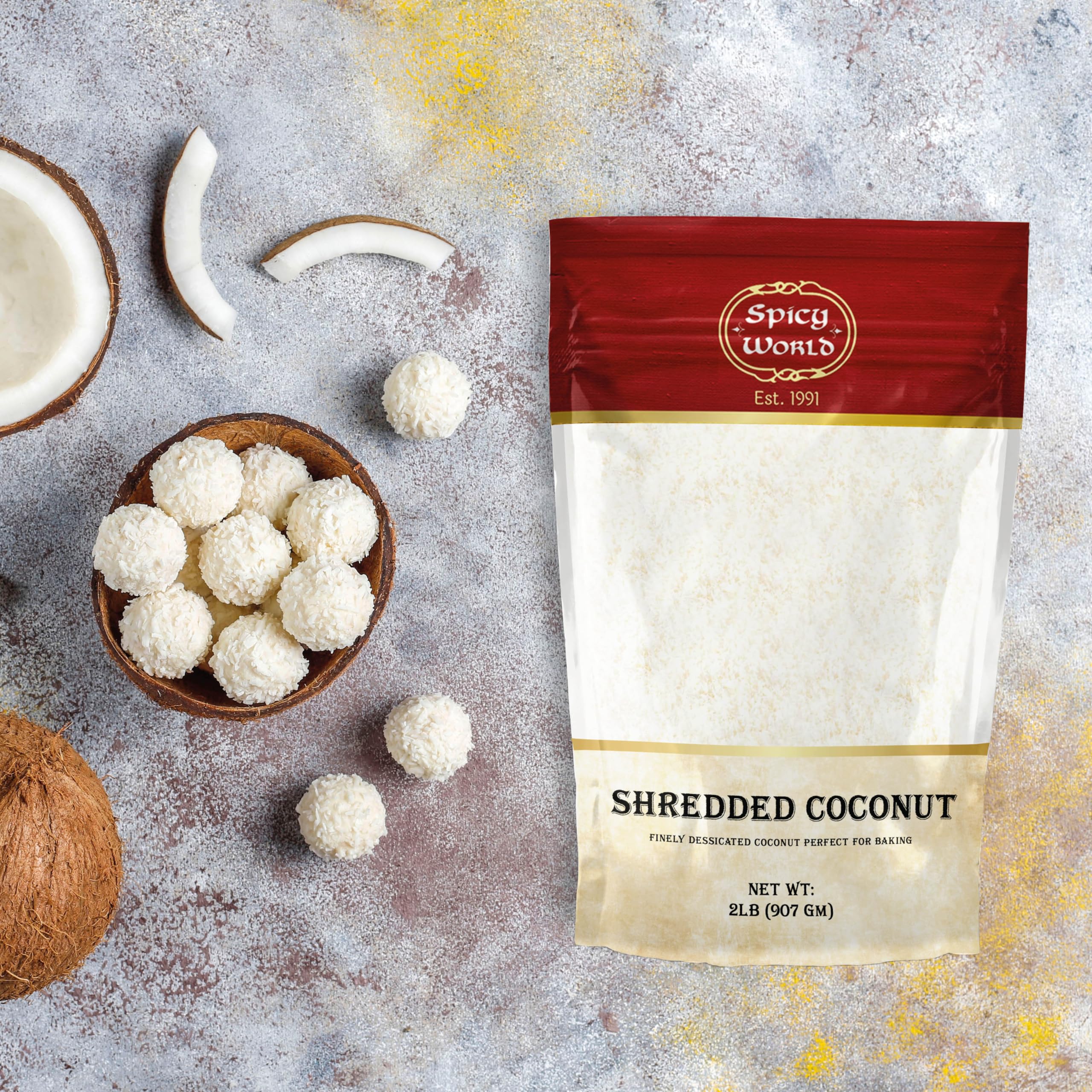 Premium Unsweetened Desiccated Coconut Powder - 2 Pound Bulk Bag | Finely Shredded for Baking, Smoothies, Desserts | Vegan, Gluten-Free, Keto-Friendly | Perfect for Coconut Macaroons, Pina Coladas & Healthy Snacks
