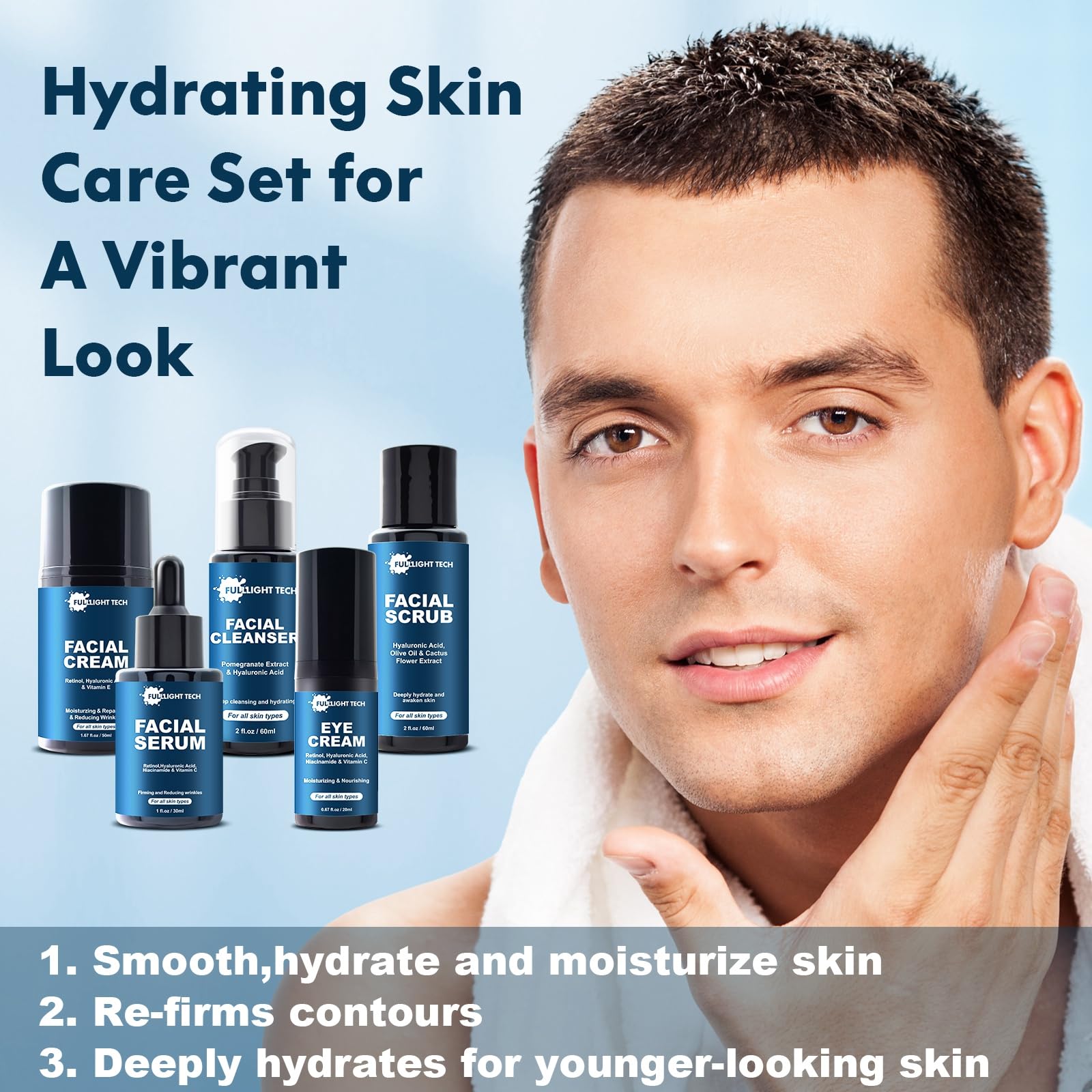 Men's Anti-Aging Skincare Kit with Retinol & Hyaluronic Acid - Tighten, Firm & Hydrate Facial Care Set | Perfect Christmas, Birthday, Father's Day & Valentine's Gift for Him, Boyfriend, Dad or Husband | Ideal for Daily Skincare Routine & Special Occasions