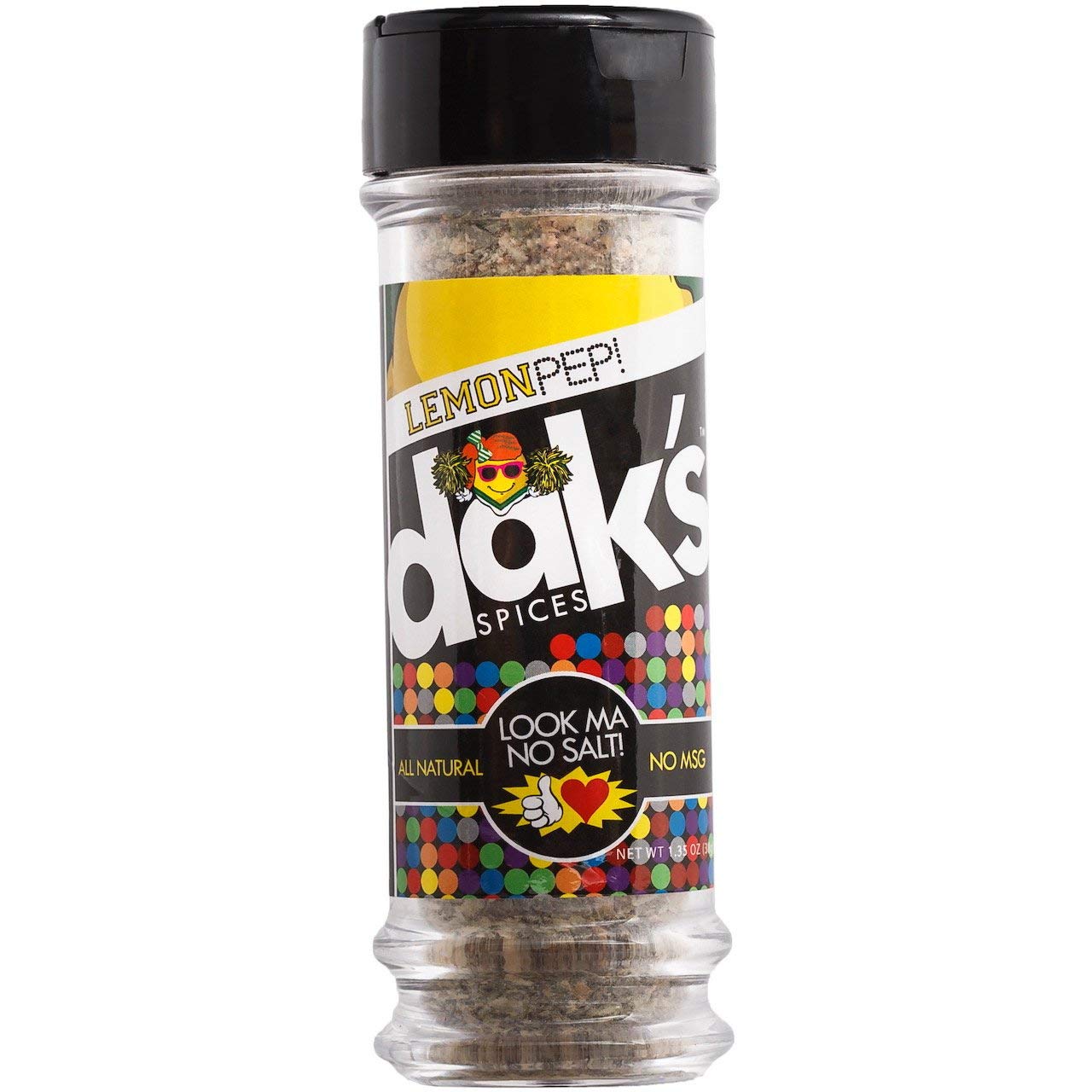 DAK's Spices Lemon Pepper Seasoning Blend - 100% Natural, Salt & Sugar Free | Premium Healthy Seasoning for Keto, Low Carb & Clean Eating | MSG Free, No Preservatives, No Potassium Chloride | Great for Chicken, Fish, Salads & Vegetables | 1.5 oz Bottle