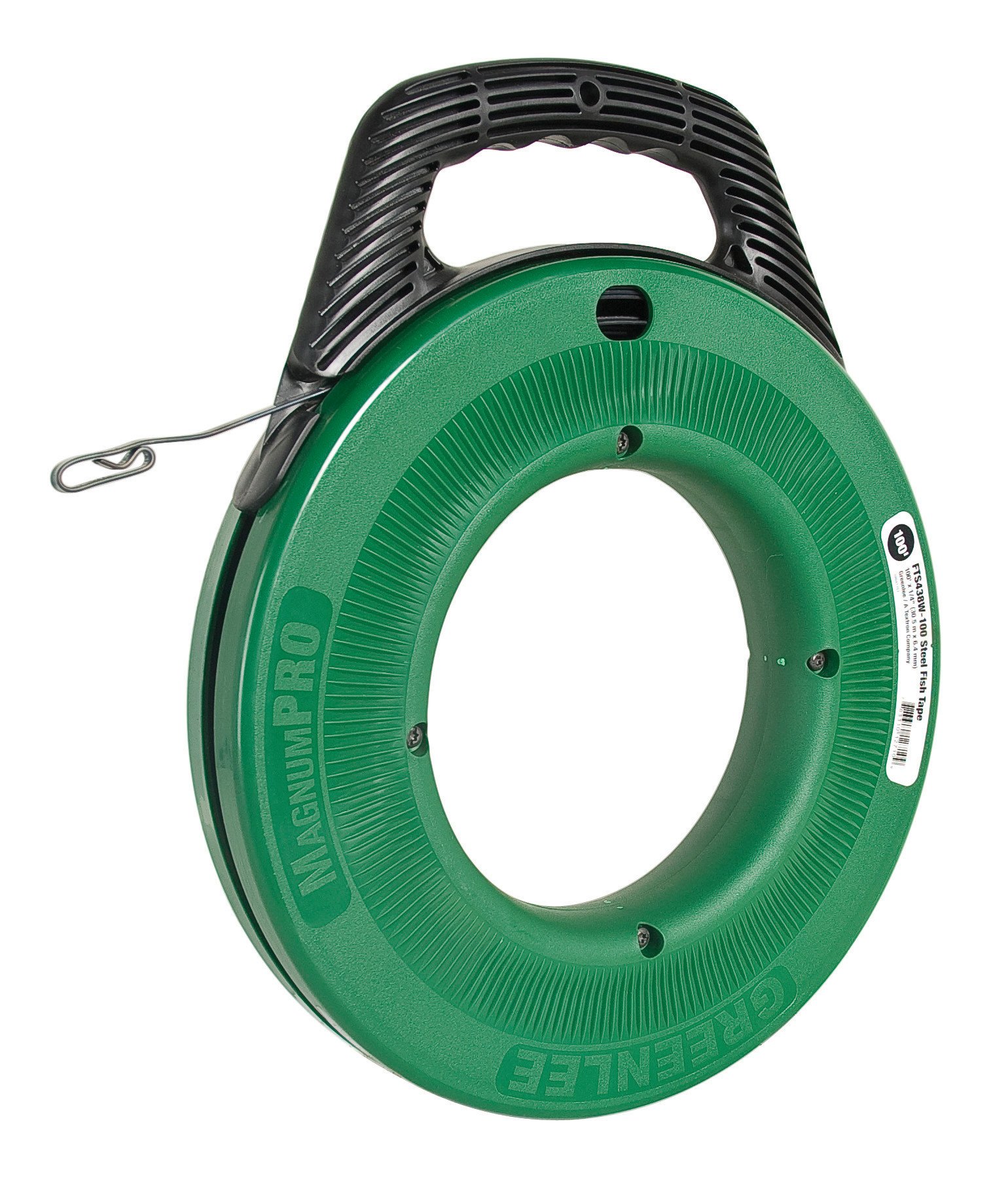 Greenlee FTS438W-100 1/4-Inch x 100-Feet Steel Fish Tape for Electrical Wiring - Professional Electrician Tool for Pulling Wires Through Conduit & Tight Spaces