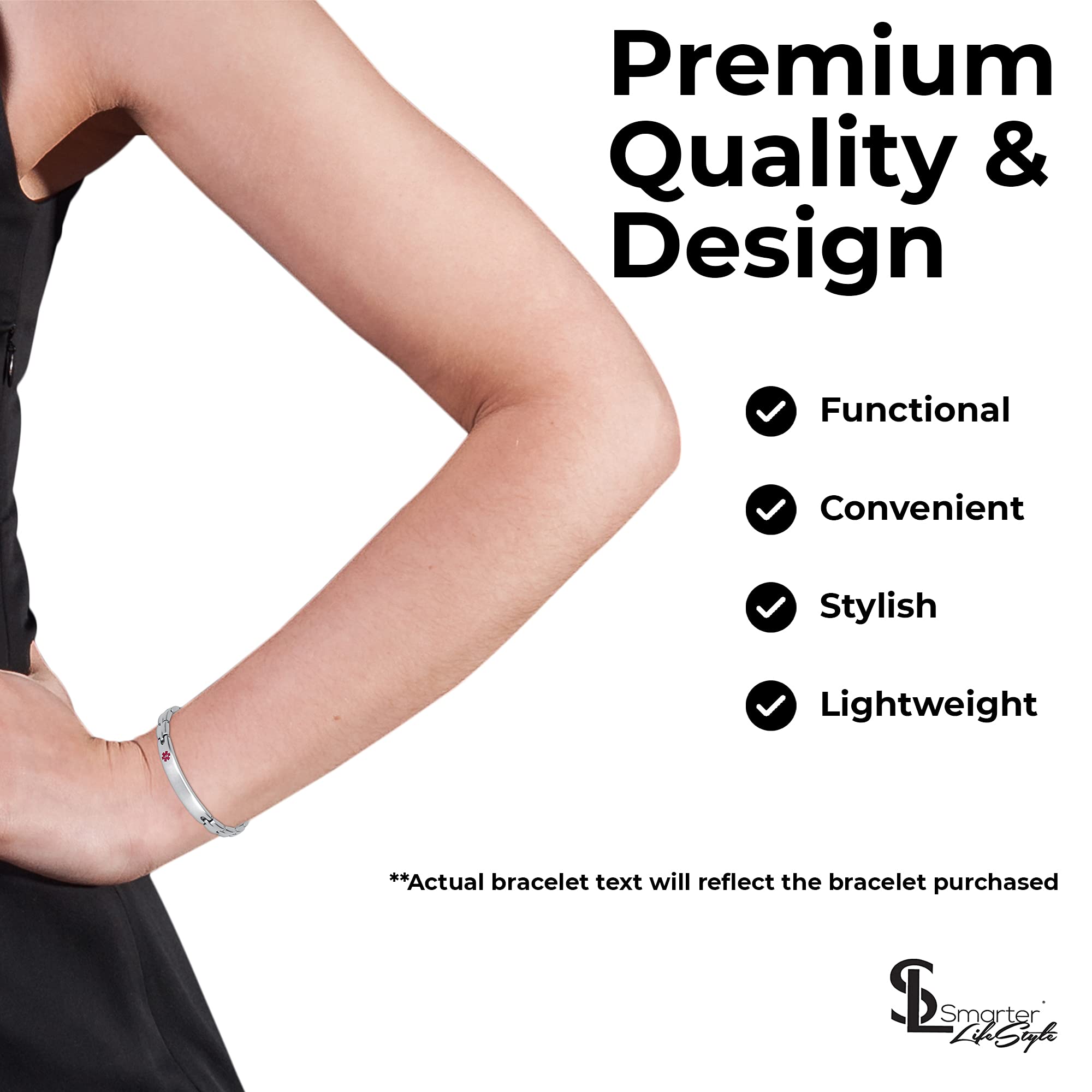 Elegant Medical Alert Bracelets for Women - Surgical Grade Stainless Steel ID Bracelet for Diabetes, Allergies & Emergencies - Perfect for Daily Wear, Travel & Outdoor Activities