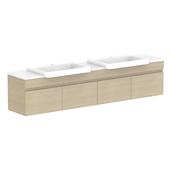 ADP Glacier Pro Semi Recessed All Door Slim Vanity with Solid Surface Top - Modern Bathroom Sink Cabinet for Small Spaces, Perfect for Apartments and Powder Rooms