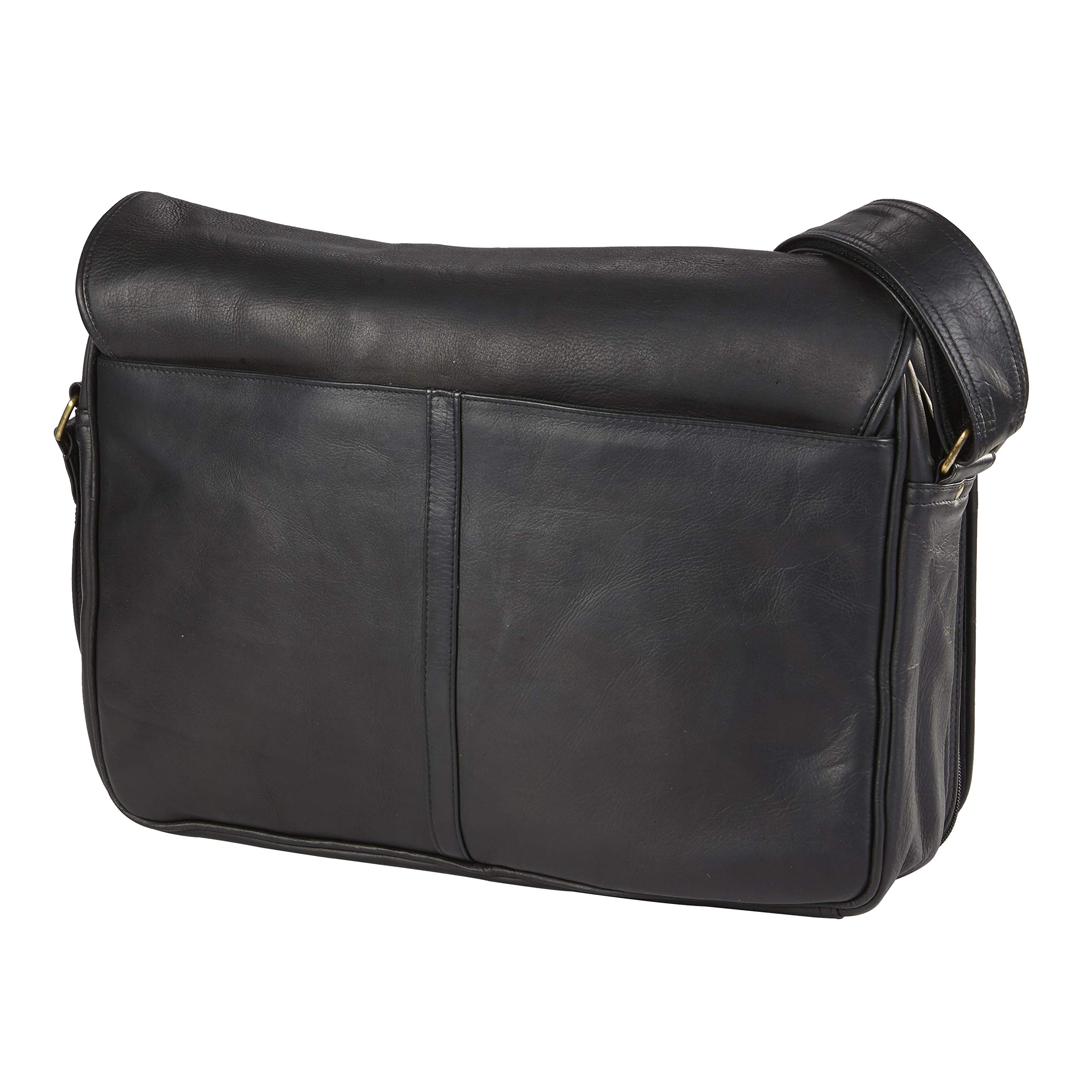 Premium Genuine Leather Laptop Messenger Bag - Vachetta Black Crossbody Sling for Work, Travel & Business - Stylish & Durable Laptop Briefcase for Men & Women