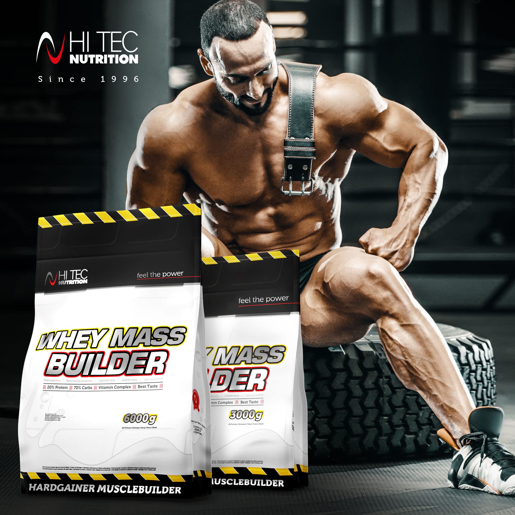 HI TEC NUTRITION Mass Gainer Protein Powder - 3000g Whey Protein Supplement for Muscle Growth & Weight Gain - Chocolate Flavor - 60 Servings - Ideal for Post-Workout Recovery & Bodybuilding Nutrition