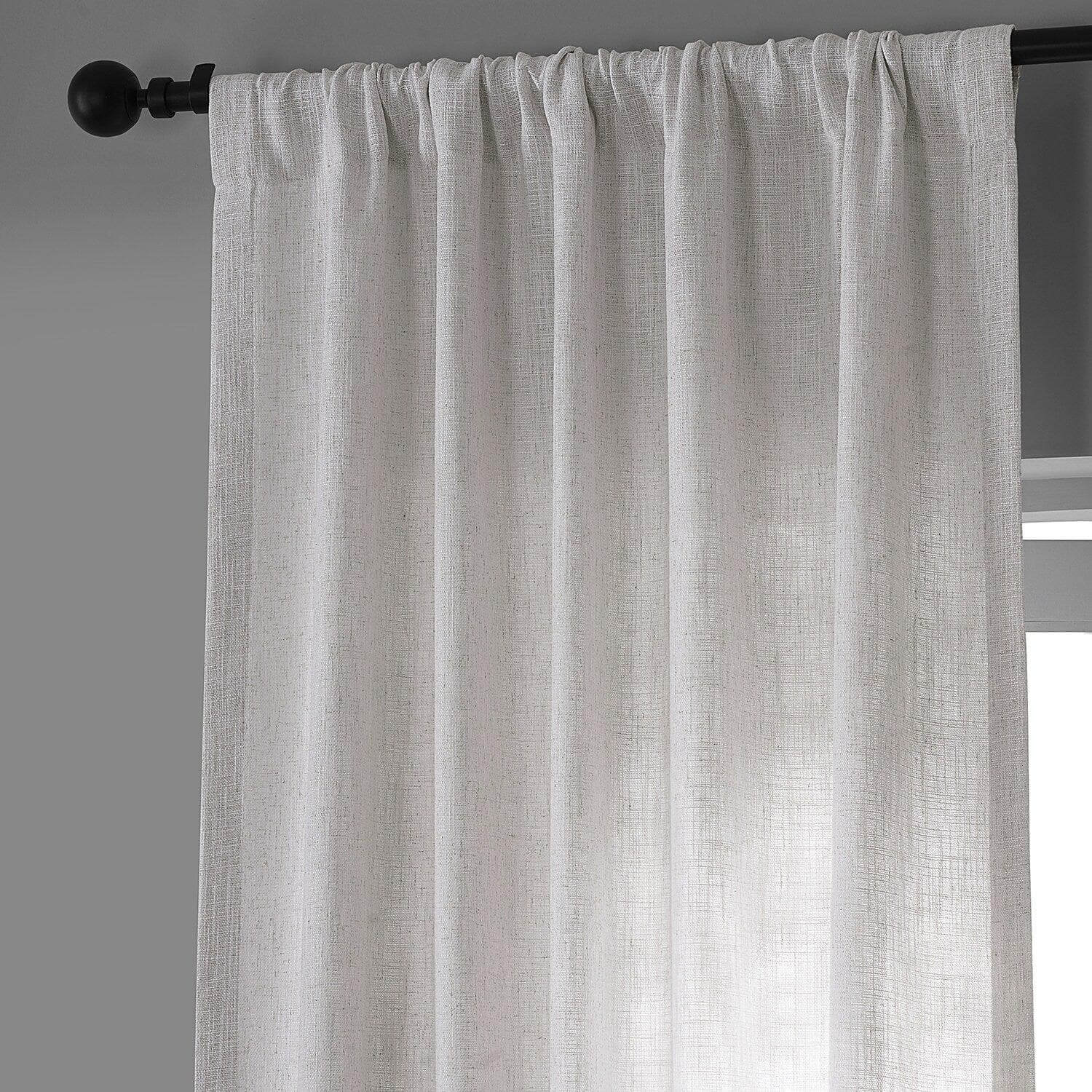 Bliss White Belga Faux Linen Curtains - Elegant Window Treatments for Living Room, Bedroom & Dining Room