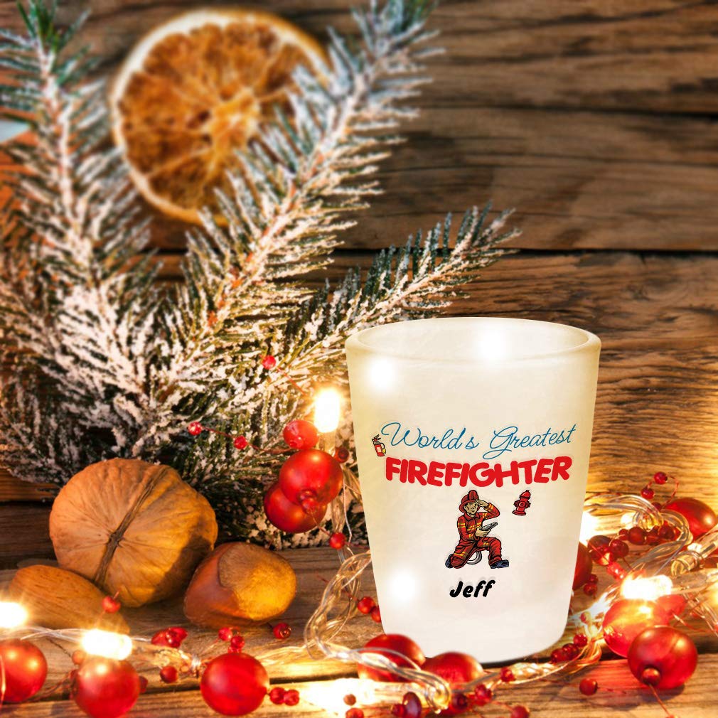 Custom Engraved 'World's Greatest Firefighter' Ceramic Shot Glass - Perfect for Gifts, Parties & Firefighter Appreciation Events