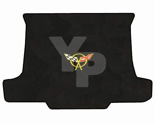 C5 Corvette Convertible Classic Loop Black Trunk Mat with Yellow Crossed Flags Logo - Waterproof & Non-Slip Car Accessory for Corvette C5 Convertible (1997-2004) - Perfect for Car Shows, Road Trips & Daily Driving Protection