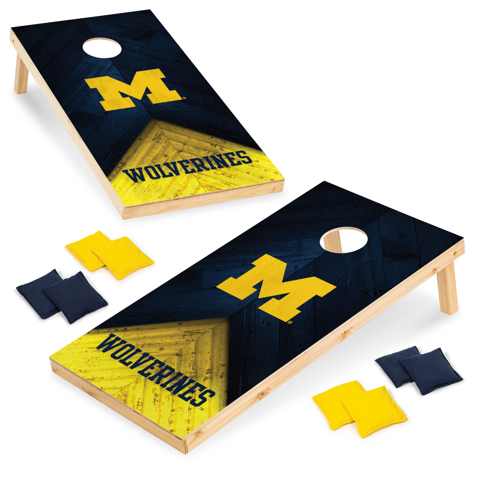 Premium 2' x 4' Regulation Size Solid Wood Cornhole Boards Set with HD Printed NCAA Team Graphics - Outdoor Bean Bag Toss Game for Backyard, Tailgating, Parties & College Sports Events - Perfect Gift for NCAA Fans & Family Fun Activities